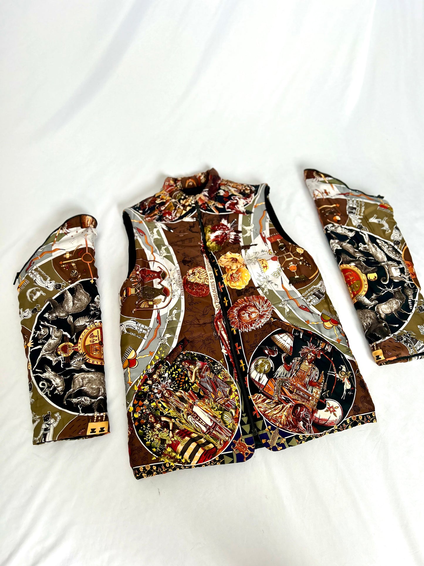 Archival Hermes Silk Detachable Sleeve Jacket Coat designed by Martin Margiela