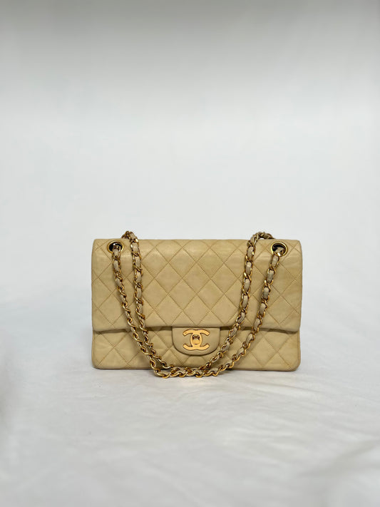 Chanel Beige Lambskin Classic Flap