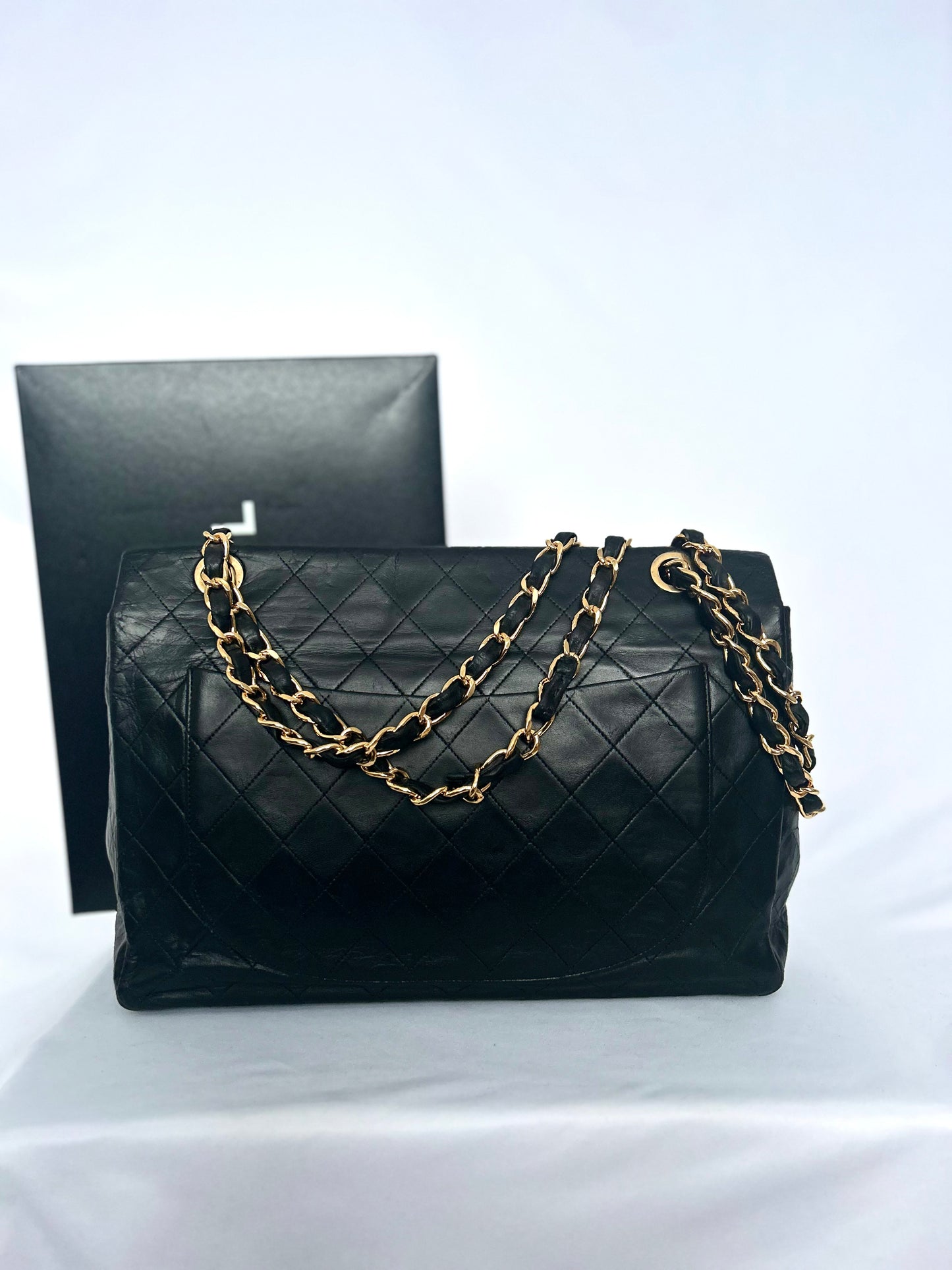 Chanel Black Lambskin Maxi Flap Bag