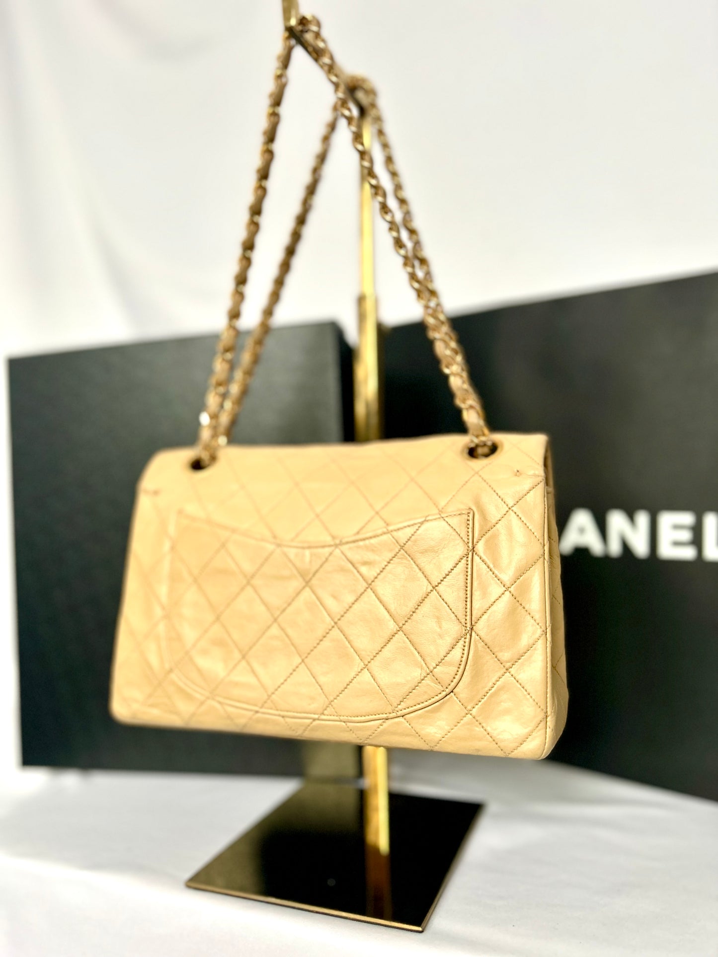 Chanel Beige Lambskin Medium Classic Flap 2/2 Payments