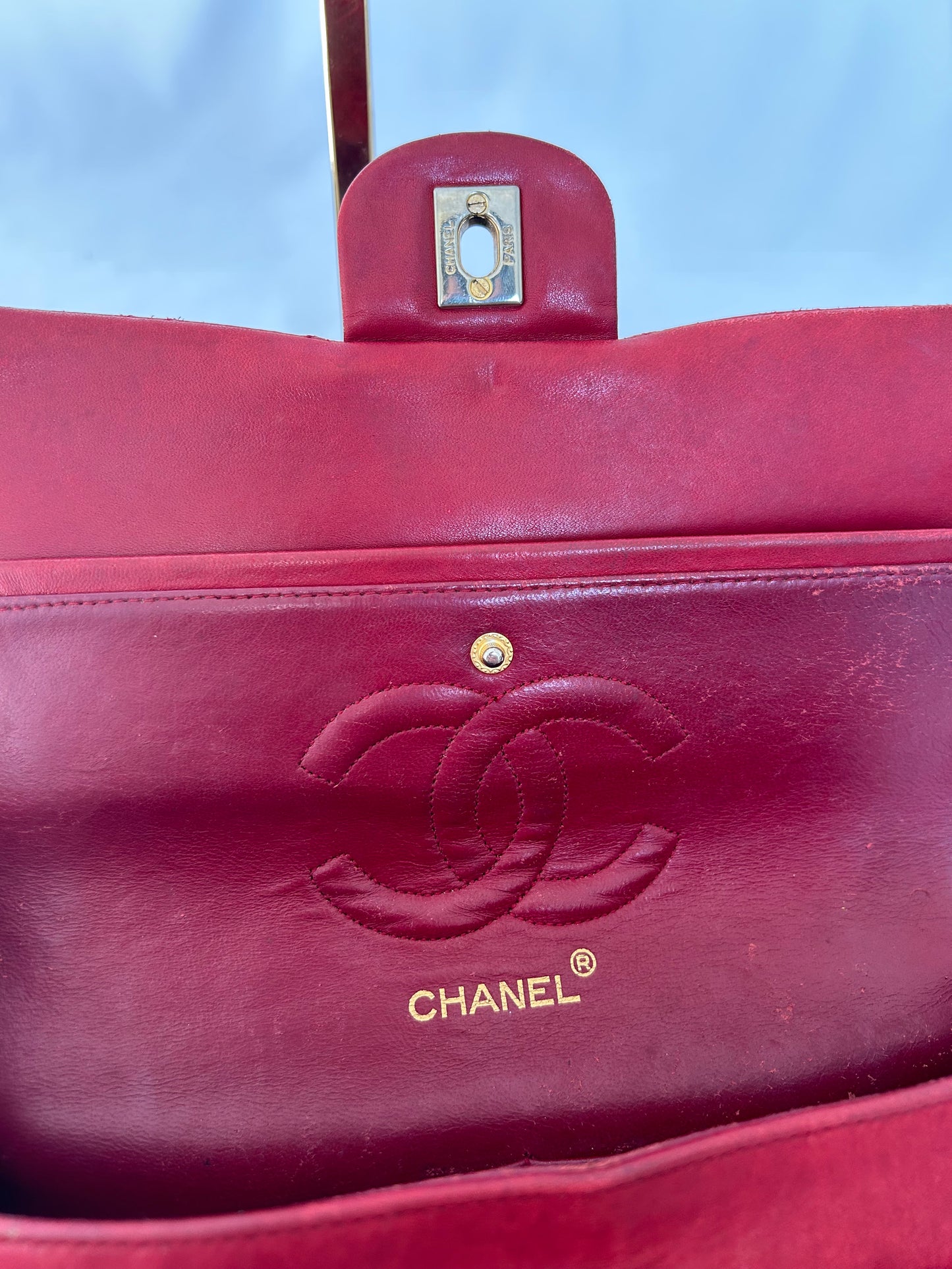 Red Chanel Vintage Lambskin Medium Classic Flap Bag