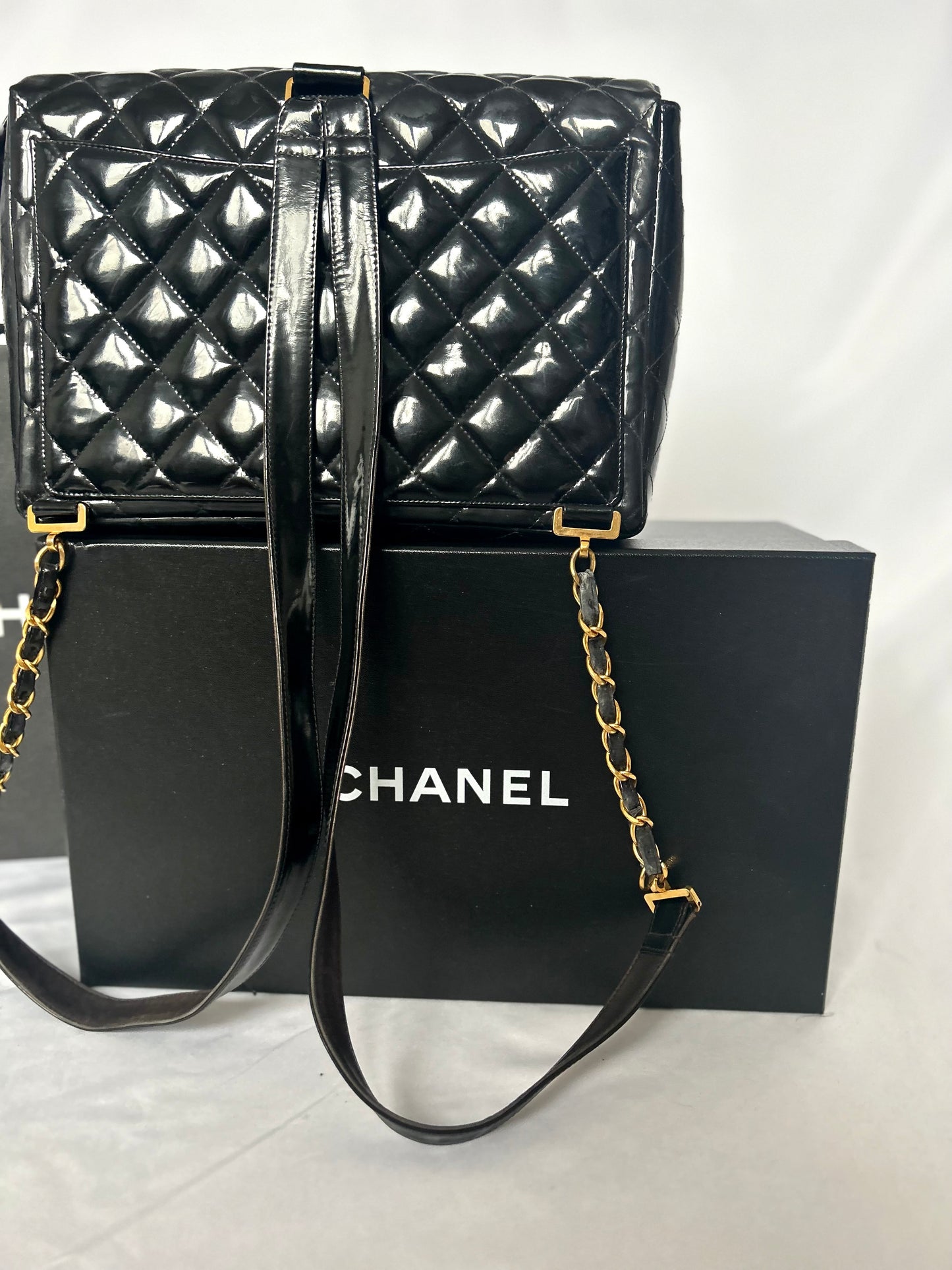 Chanel Patent Leather Jumbo CC Backpack
