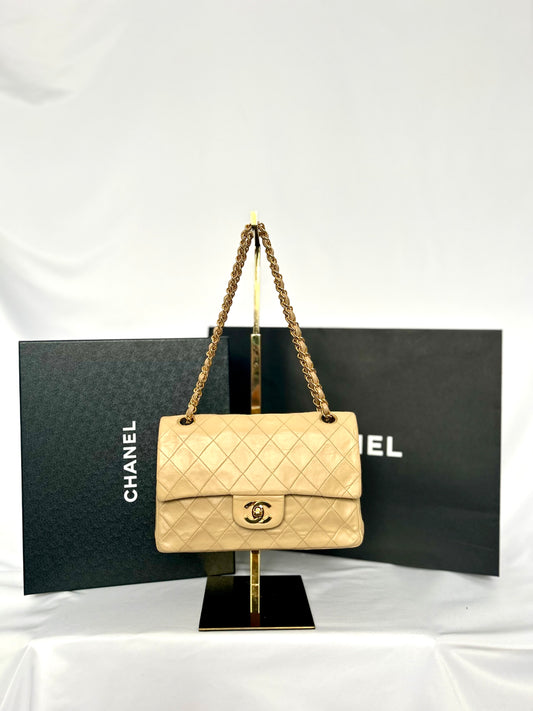 Chanel Beige Lambskin Medium Classic Flap 2/2 Payments