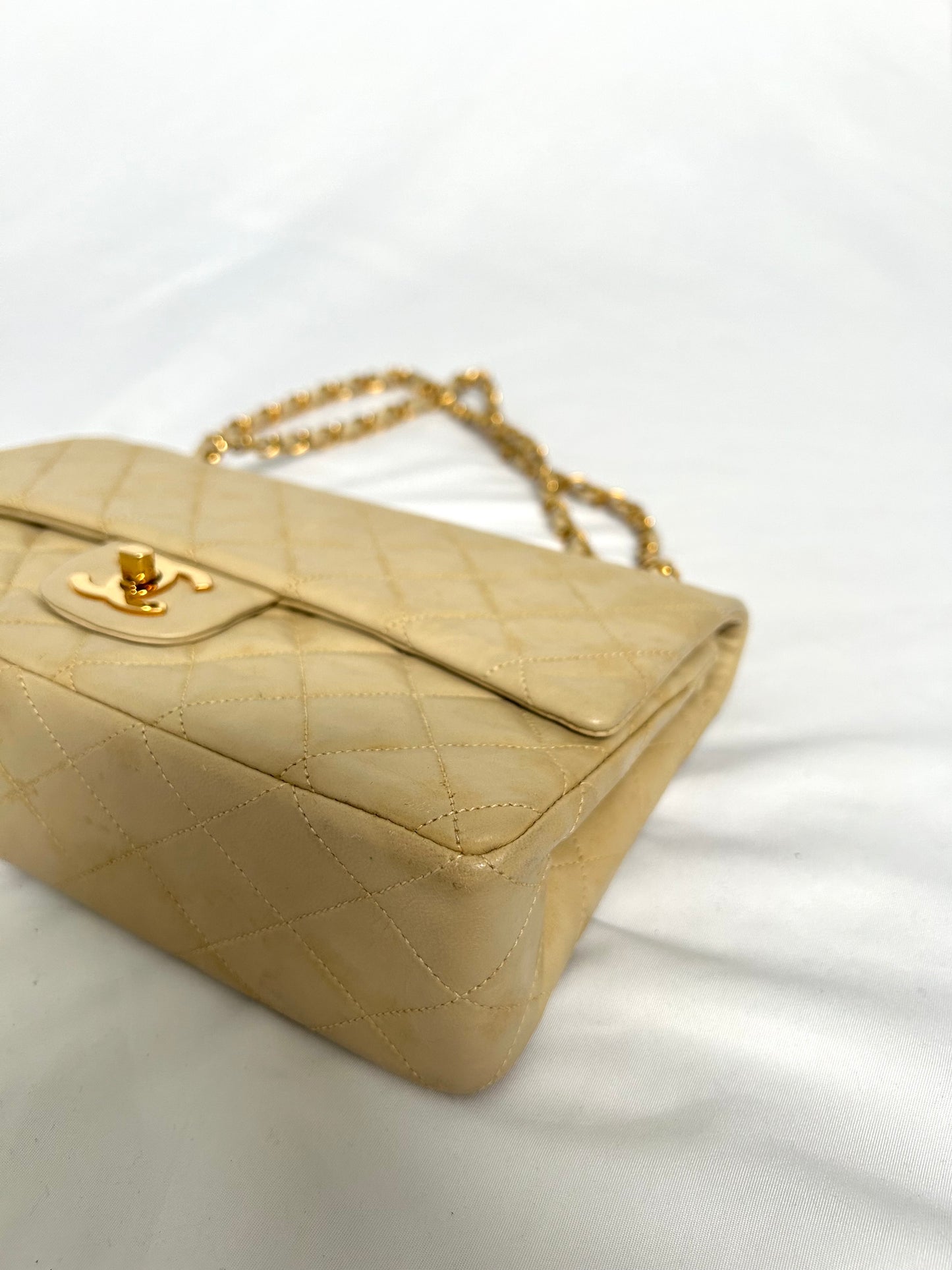 Chanel Beige Lambskin Classic Flap