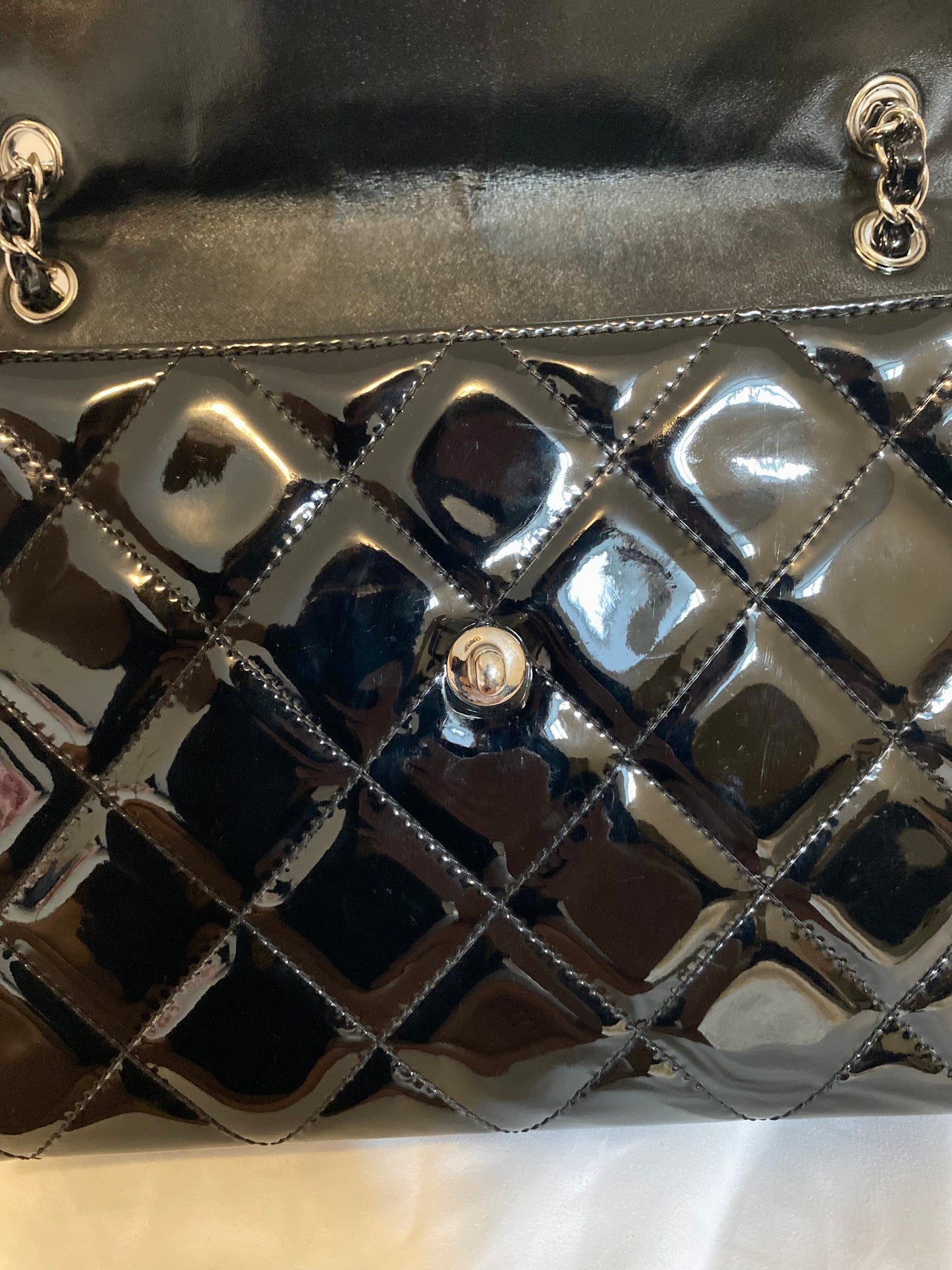 Chanel Maxi Patent Leather Silver Hardware