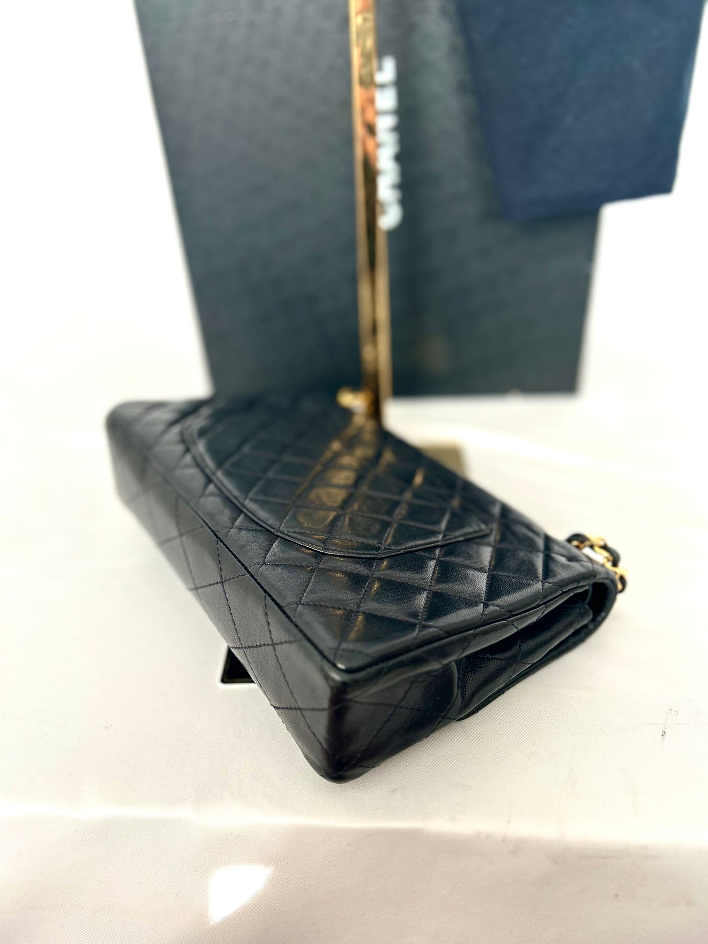 Authentic 1980s Chanel Lambskin Medium Classic Flap with 24k gold plated hardware
