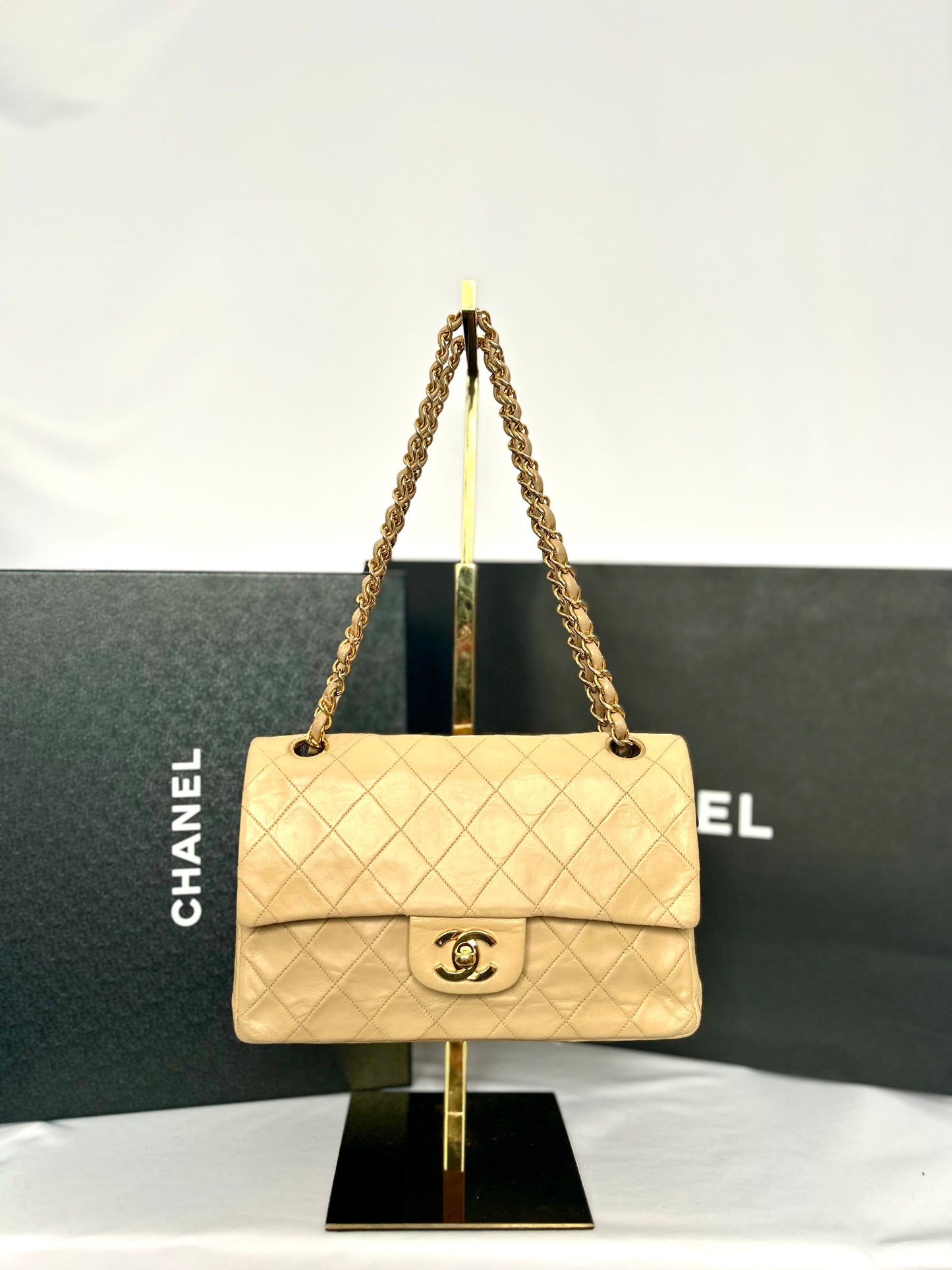 Chanel Beige Lambskin Medium Classic Flap 2/2 Payments
