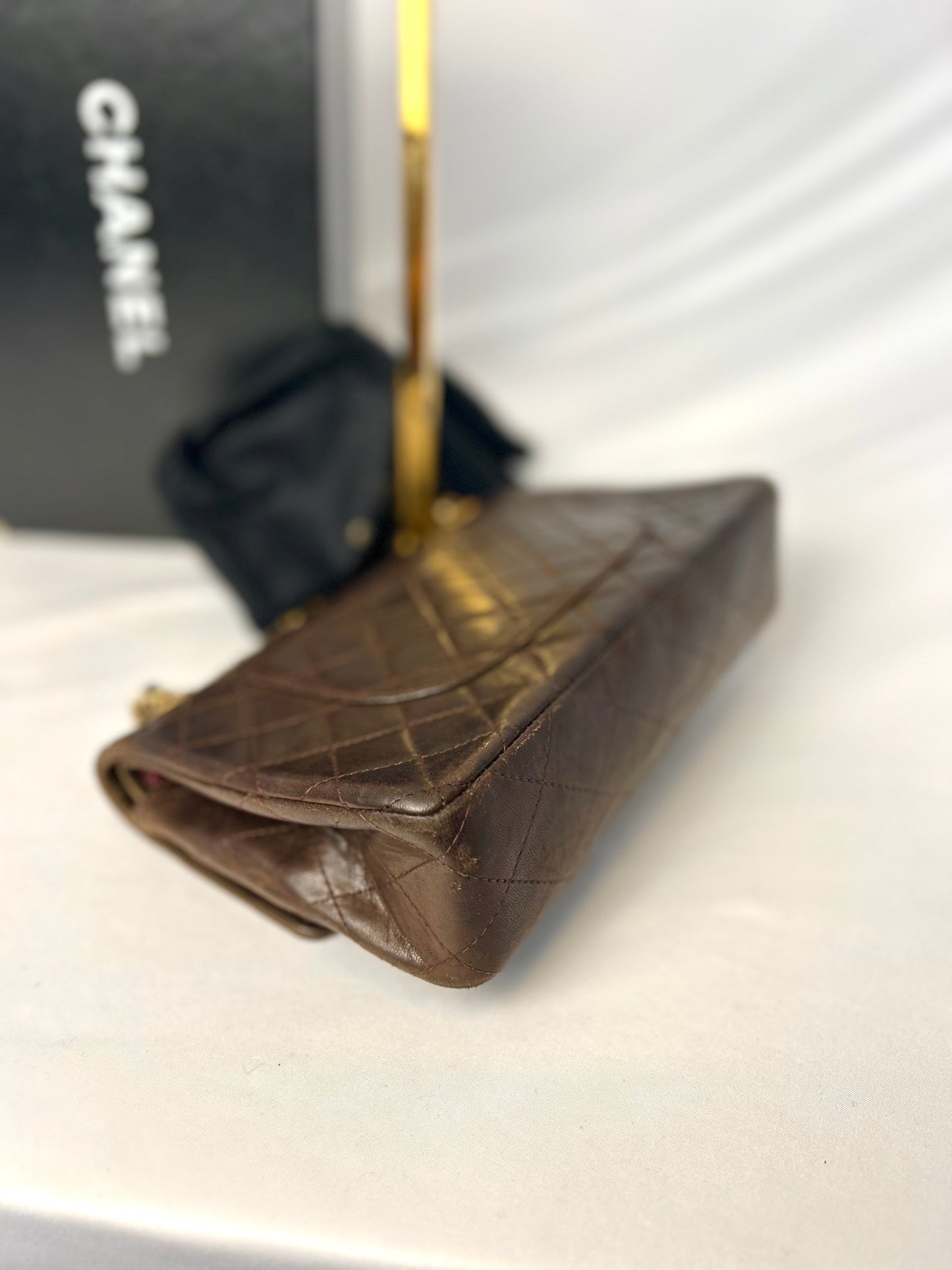 Chocolate Brown Chanel 1980s Vintage Medium Lambskin Classic Flap & Chanel Sneakers