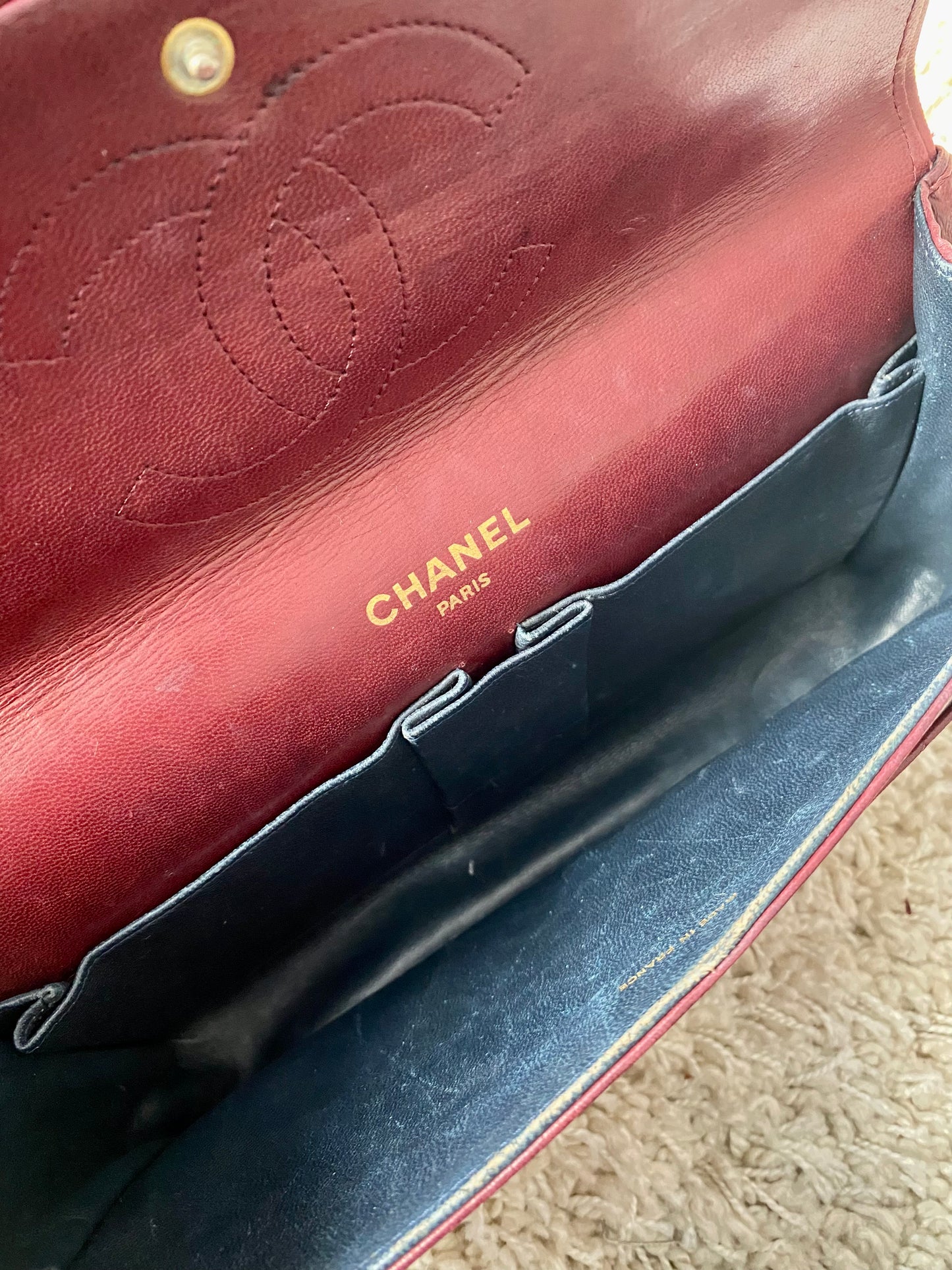 Burgundy Lambskin Chanel Double Flap