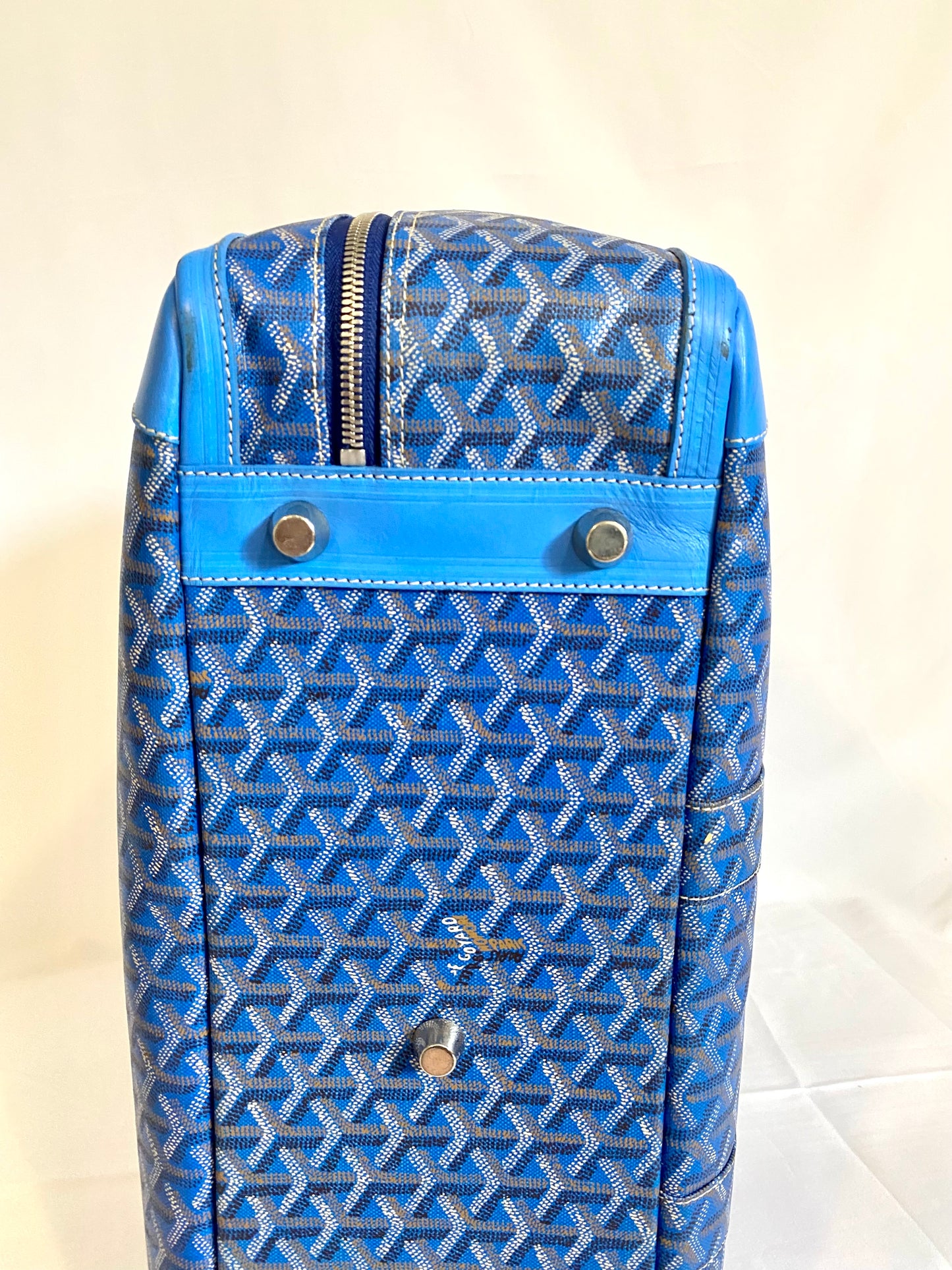 Goyard Blue Majordome Luggage Bag