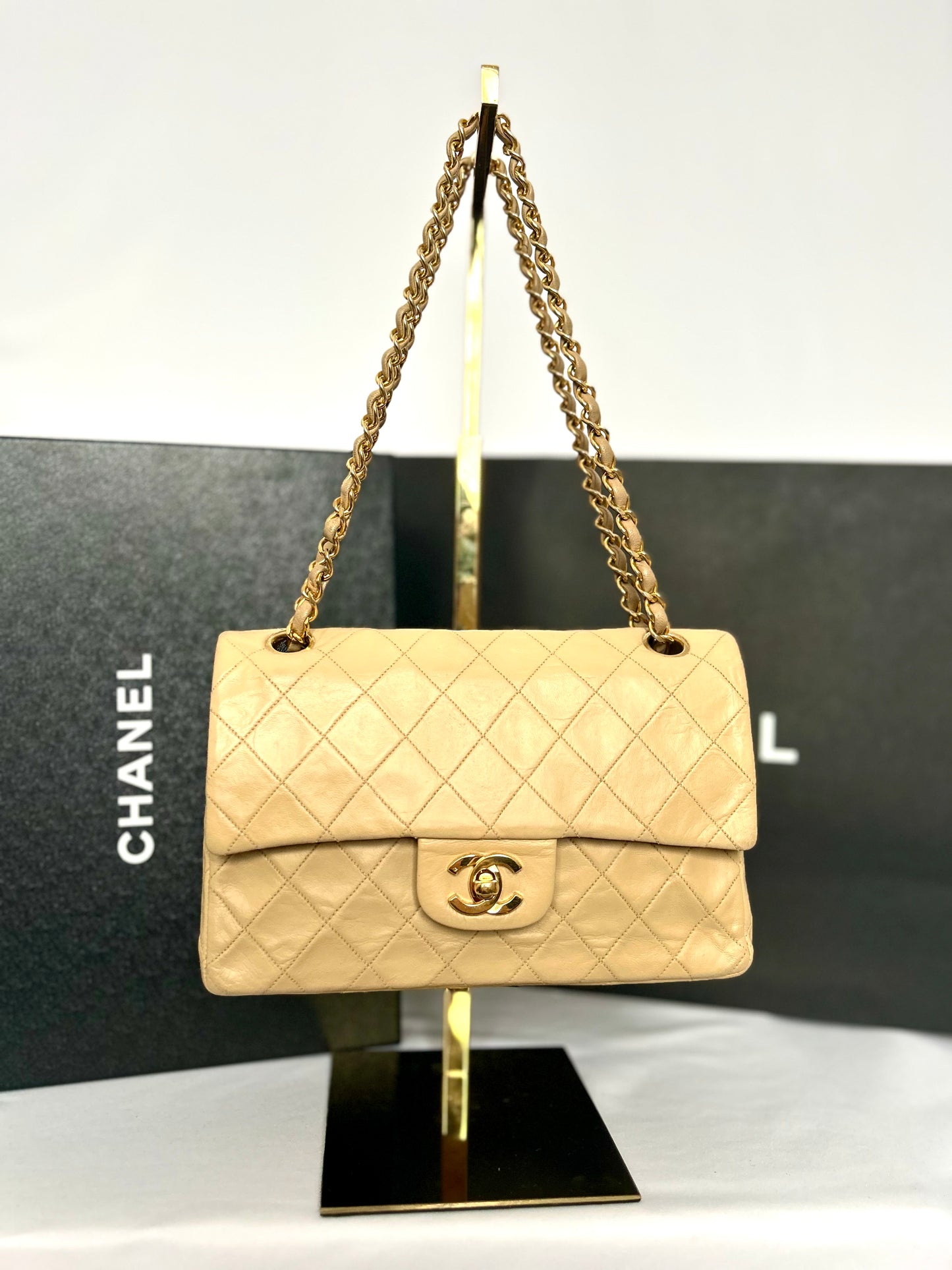 Chanel Beige Lambskin Medium Classic Flap 2/2 Payments