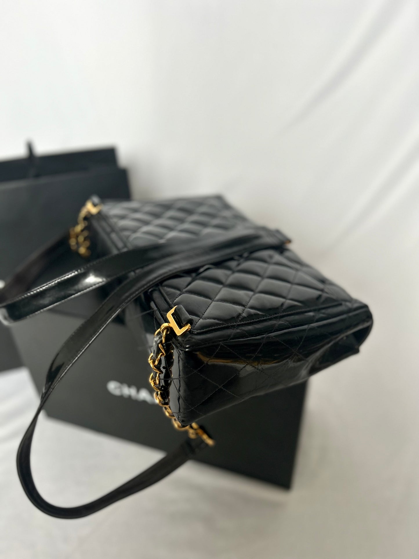 Chanel Patent Leather Jumbo CC Backpack