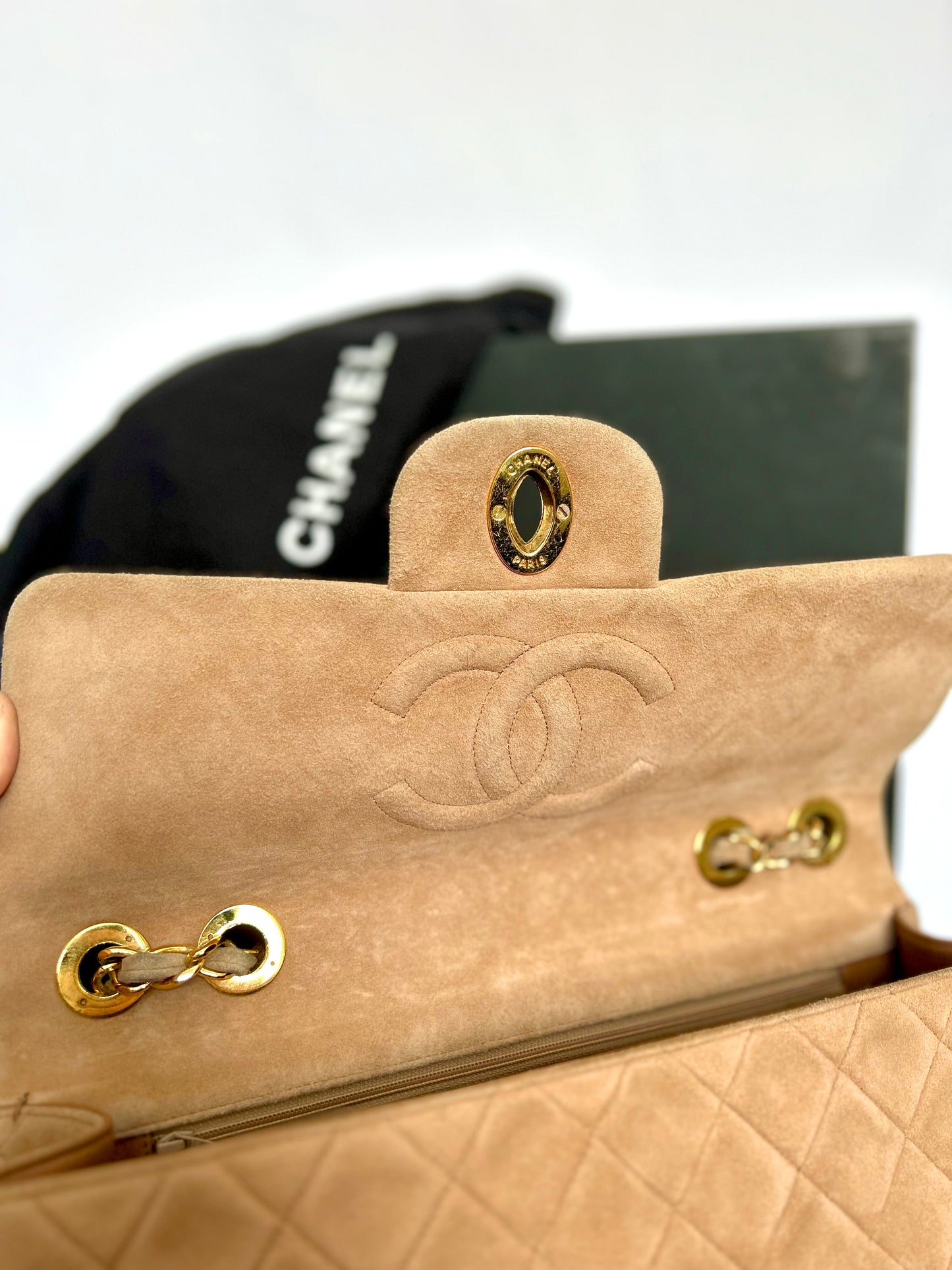Chanel Brown Suede Maxi Flap Bag