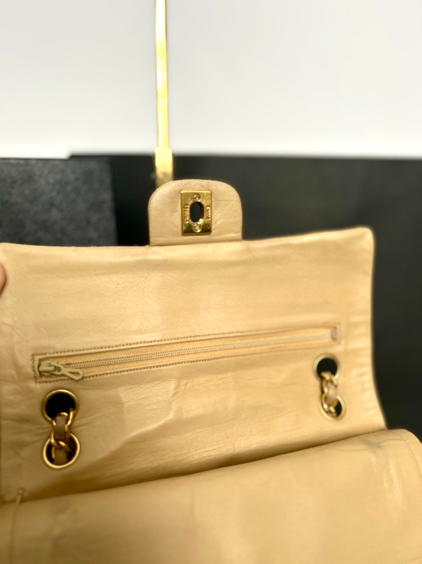 Chanel Beige Lambskin Medium Classic Flap 2/2 Payments