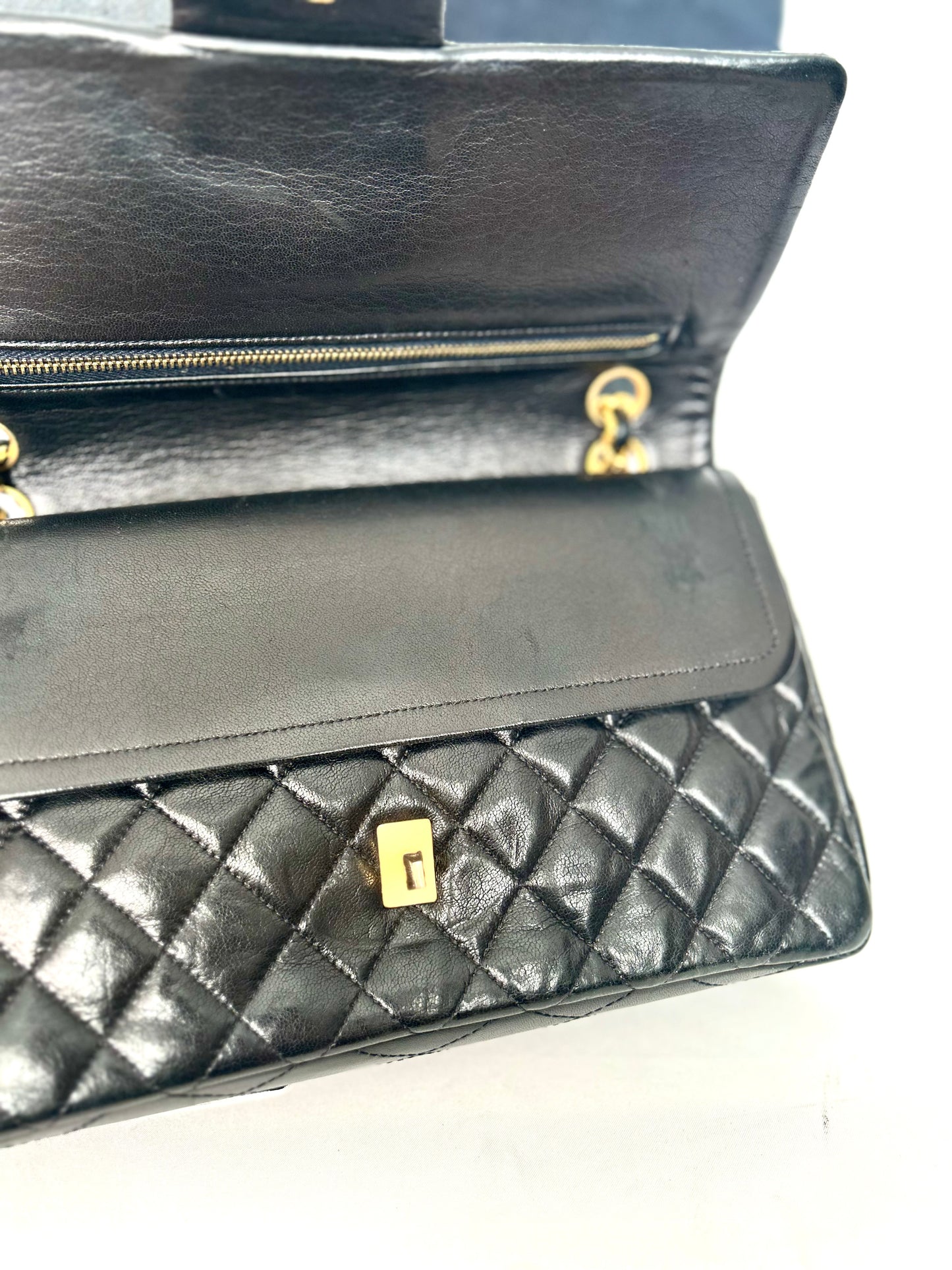 Authentic 1980s Chanel Lambskin Medium Classic Flap with 24k gold plated hardware