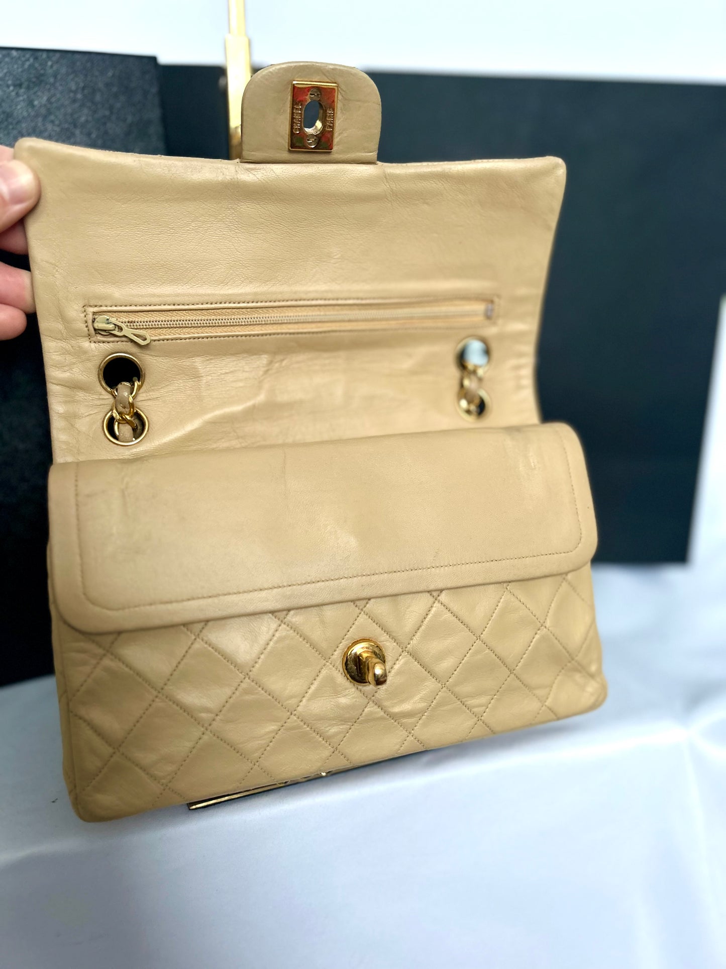 Chanel Beige Lambskin Medium Classic Flap 2/2 Payments