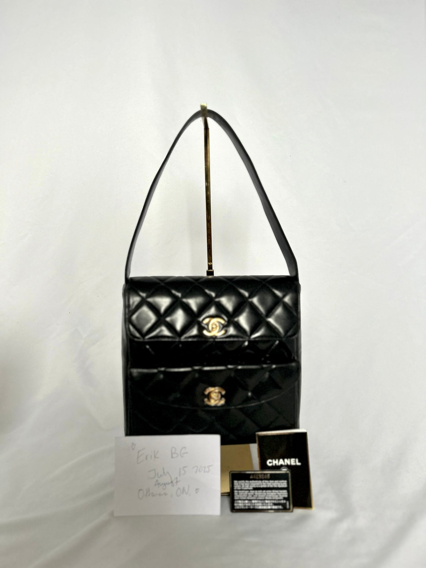 Chanel Double Turnlock Patent Leather Shoulder Bag