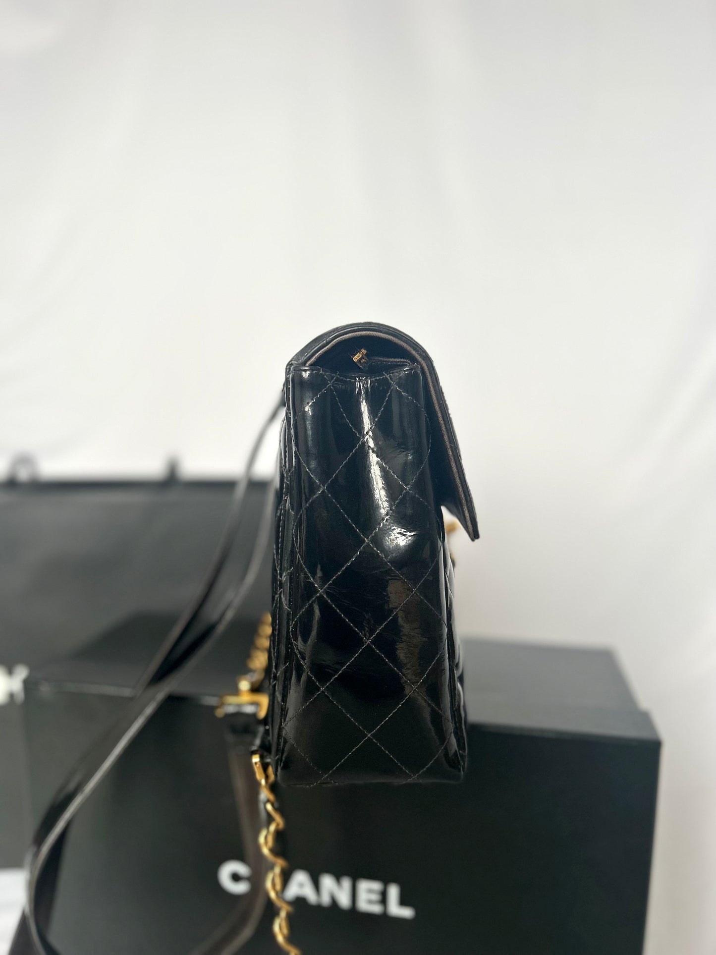 Chanel Patent Leather Jumbo CC Backpack