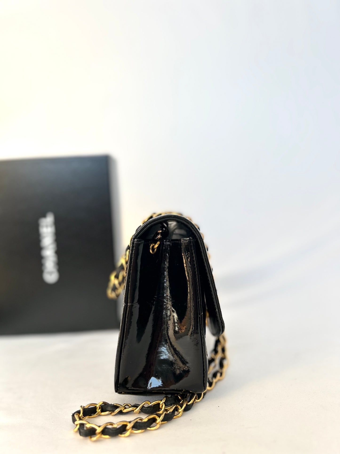 Authentic Chanel Patent Leather Small Diana Flap Bag