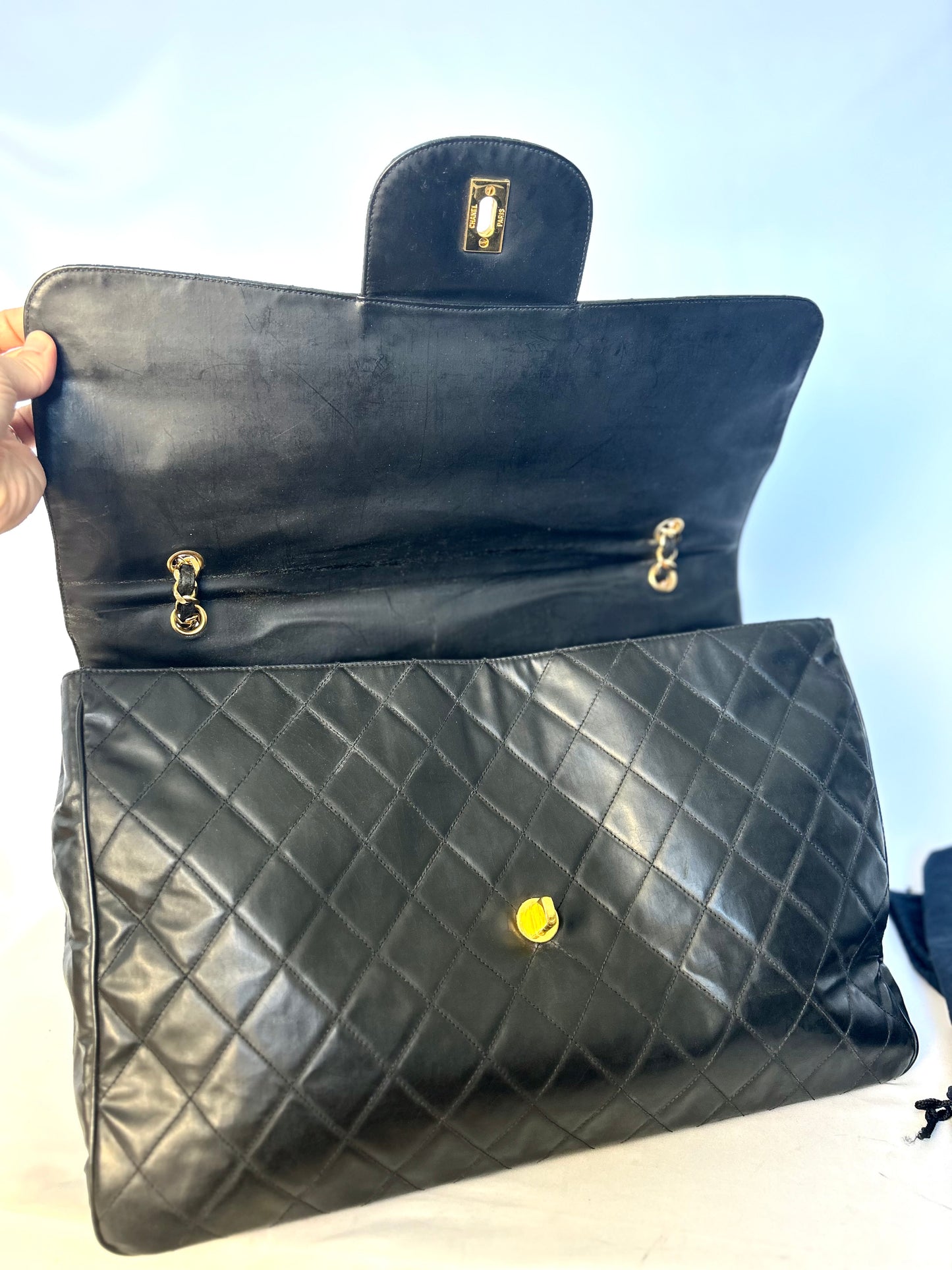 Black Calfskin XXL Supermodel Flap Bag