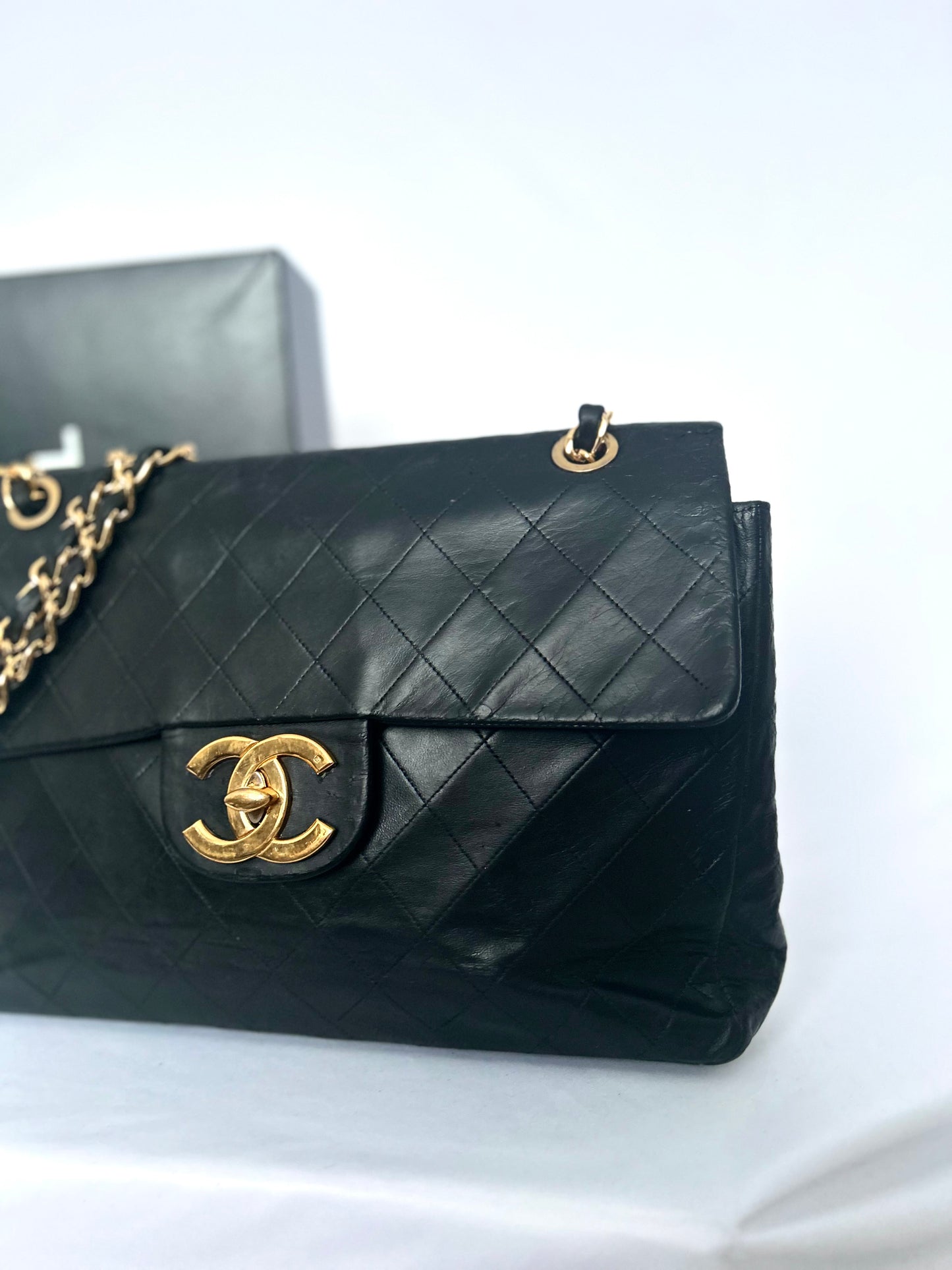 Chanel Black Lambskin Maxi Flap Bag