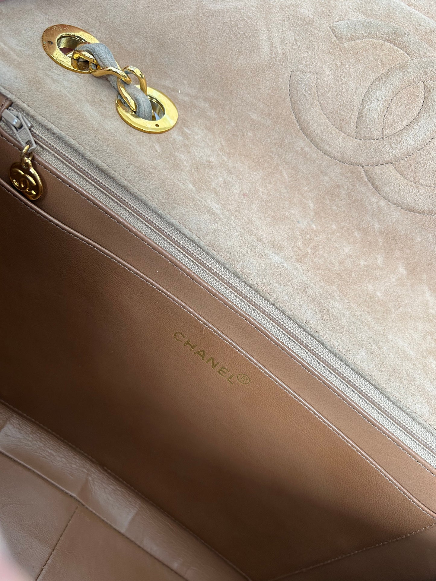 Chanel Brown Suede Maxi Flap Bag