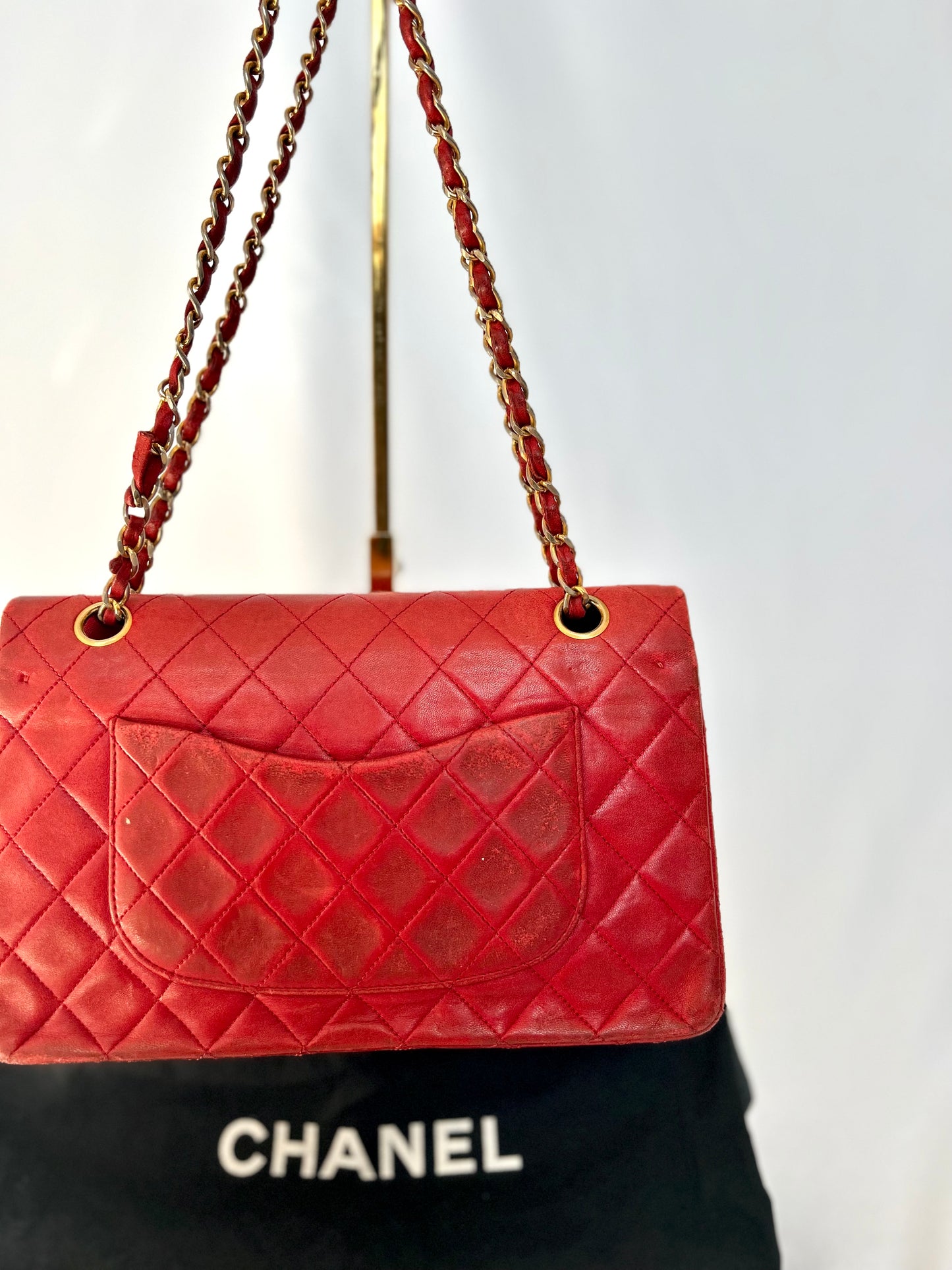 Red Chanel Vintage Lambskin Medium Classic Flap Bag