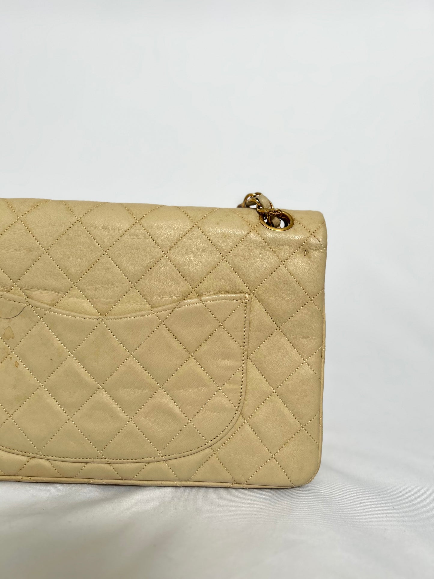 Chanel Beige Lambskin Classic Flap