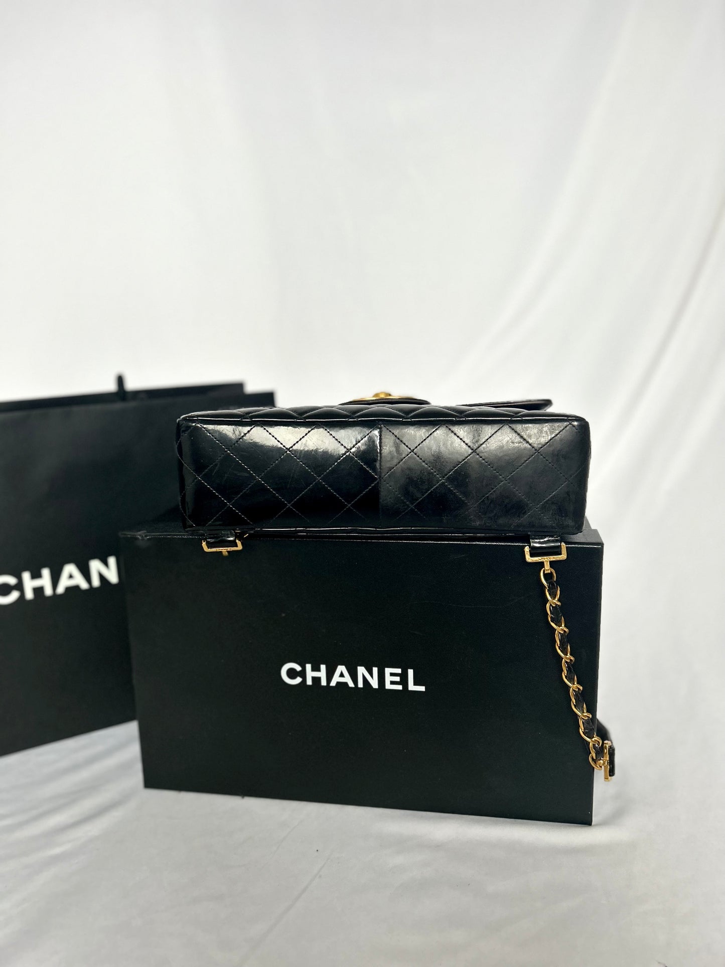Chanel Patent Leather Jumbo CC Backpack