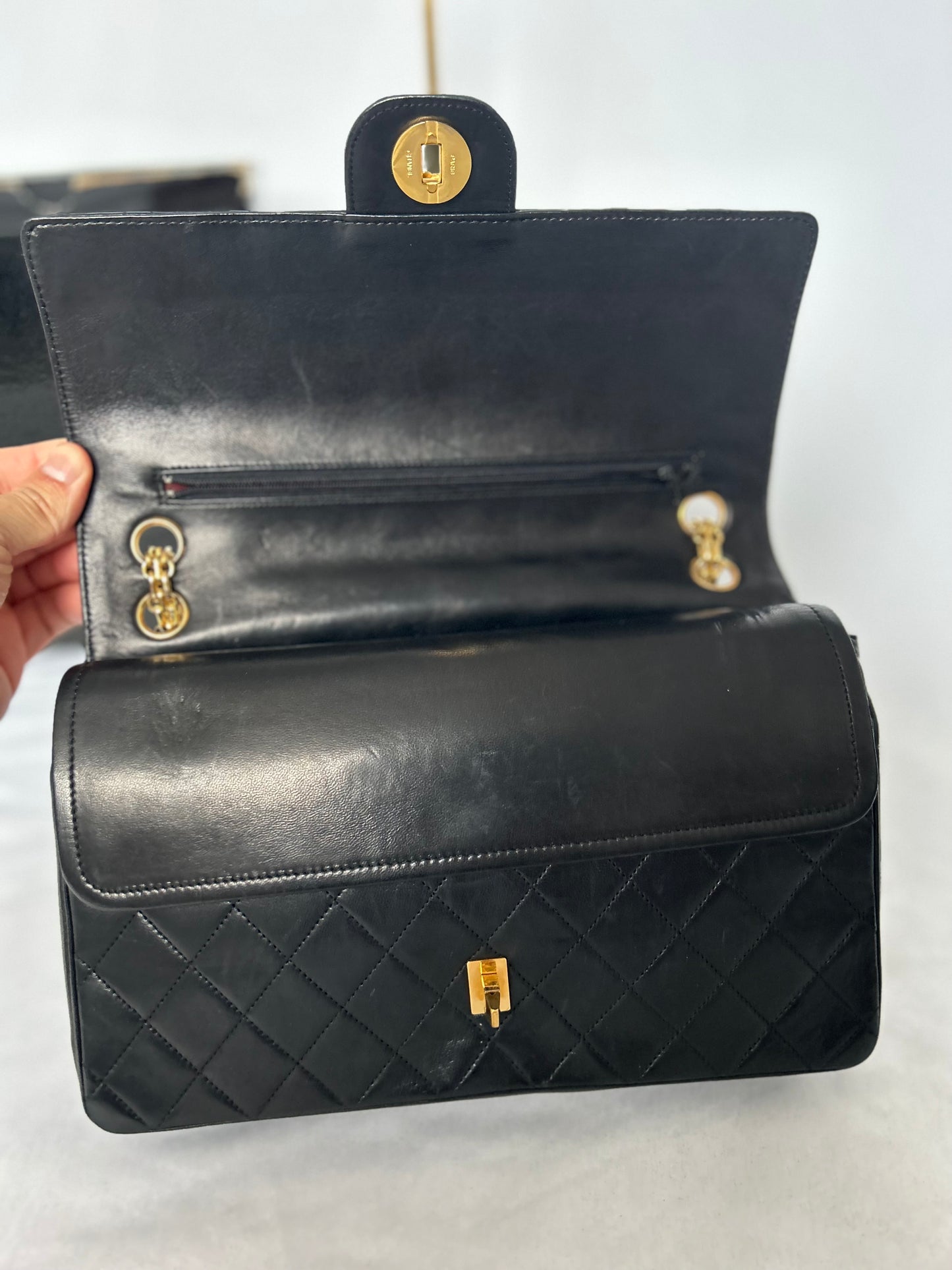 Black Vintage Chanel Lambskin Medium Classic Flap