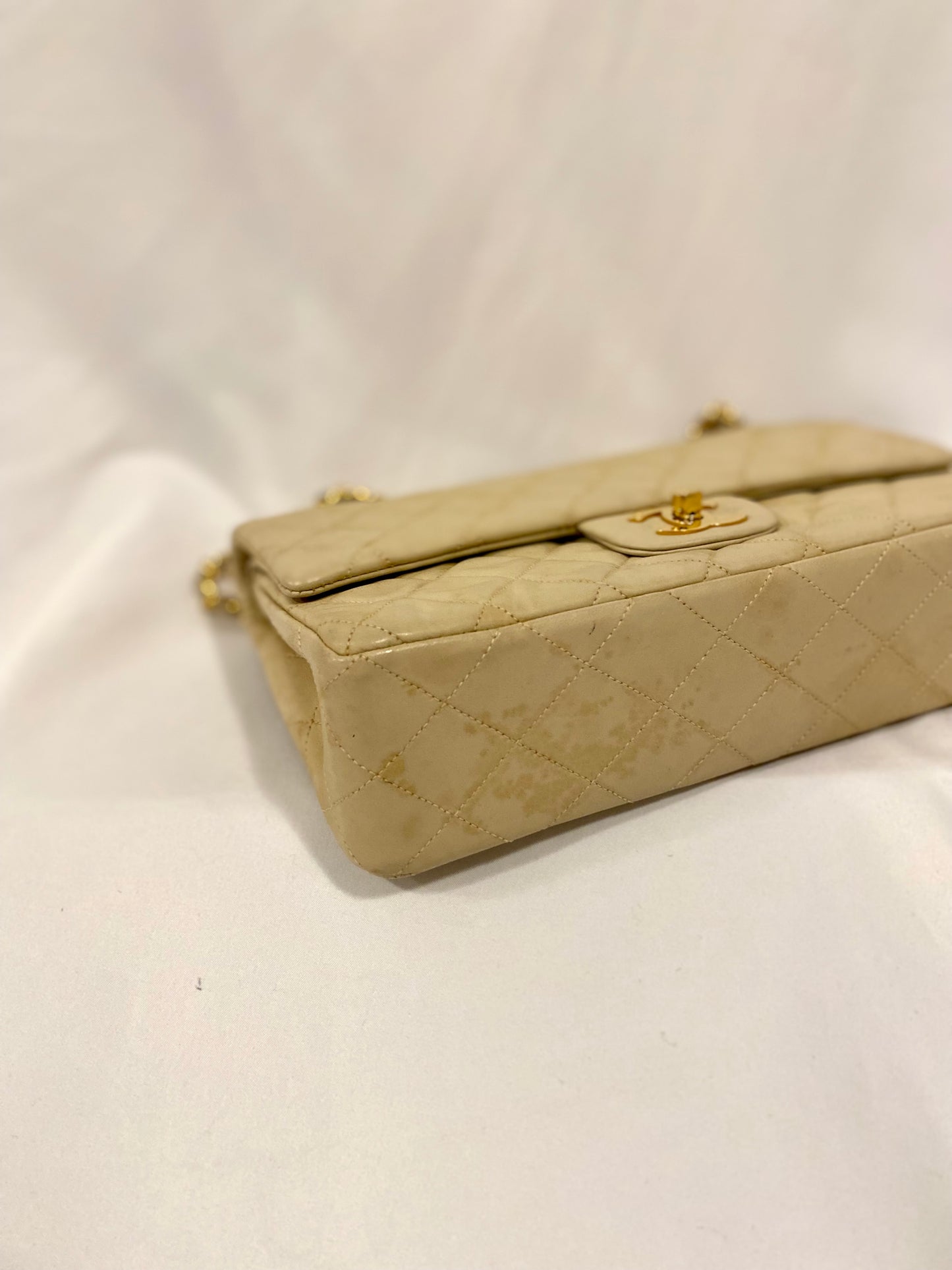 Chanel Beige Lambskin Classic Flap