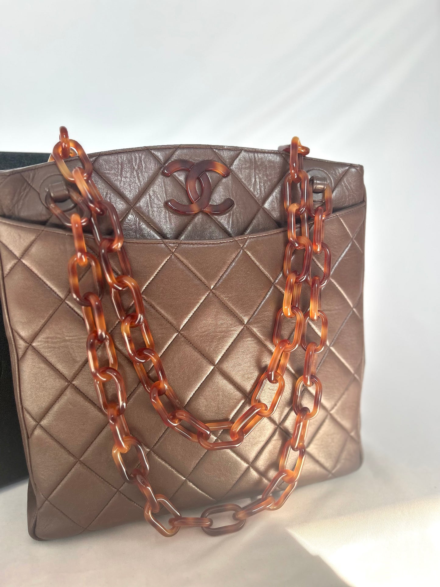 (Copy) 1986 Chanel Lambskin Tortoiseshell Chain Tote