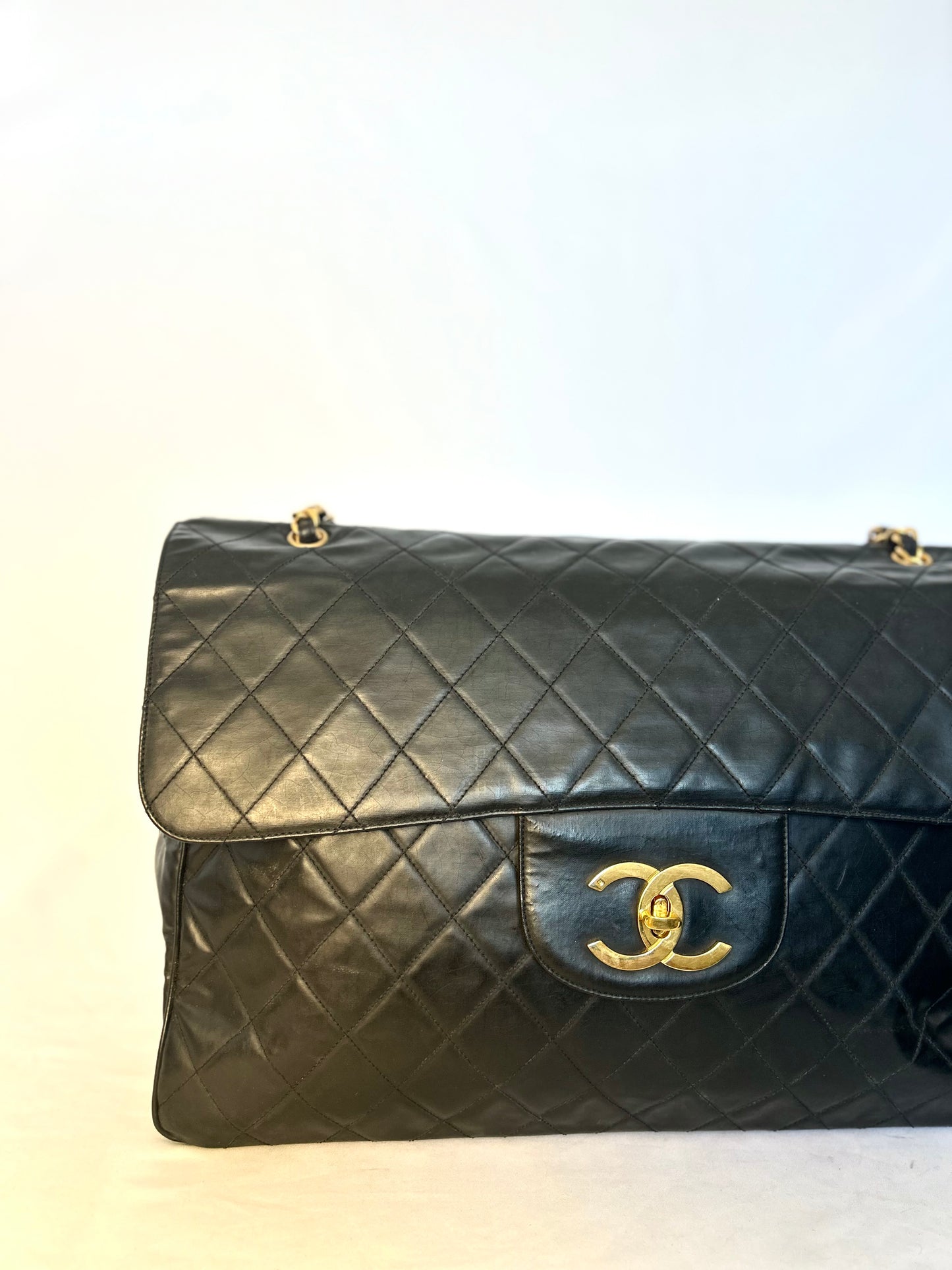 Black Calfskin XXL Supermodel Flap Bag