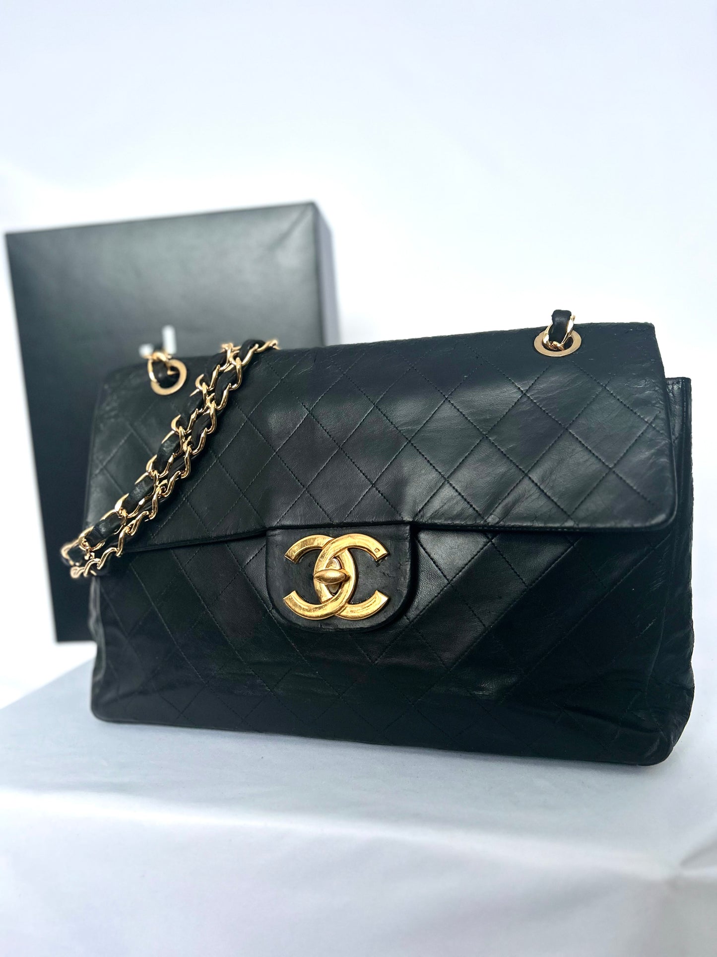 Chanel Black Lambskin Maxi Flap Bag