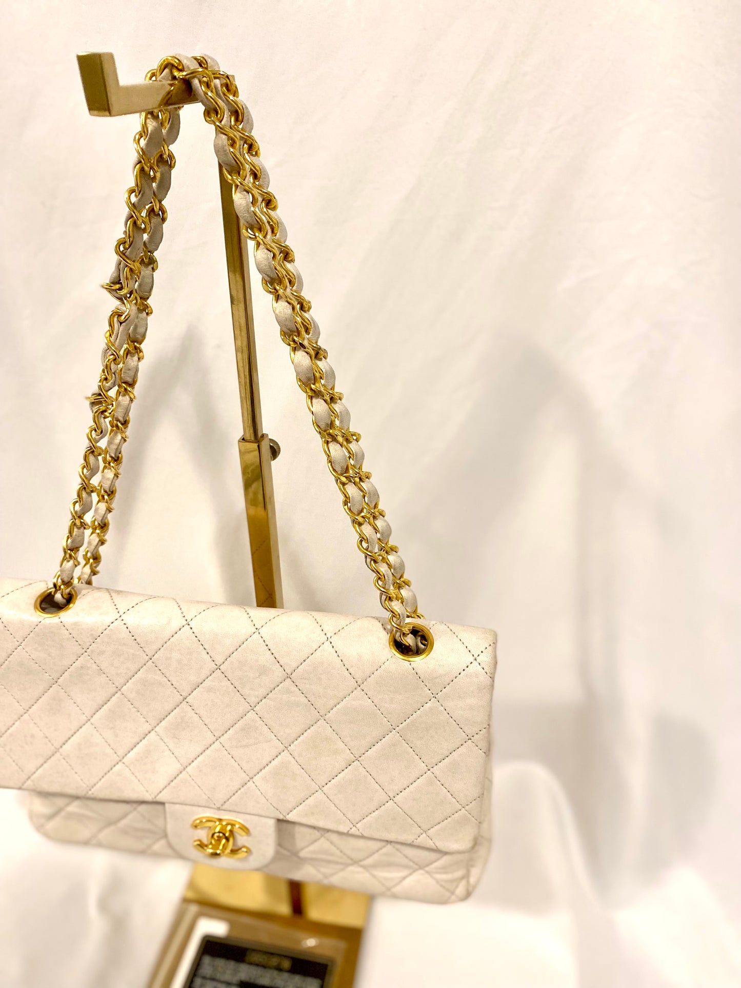 White Chanel Classic Flap Medium