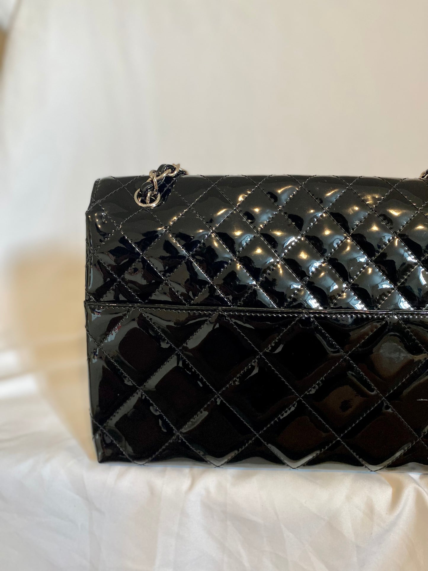 Chanel Maxi Patent Leather Silver Hardware