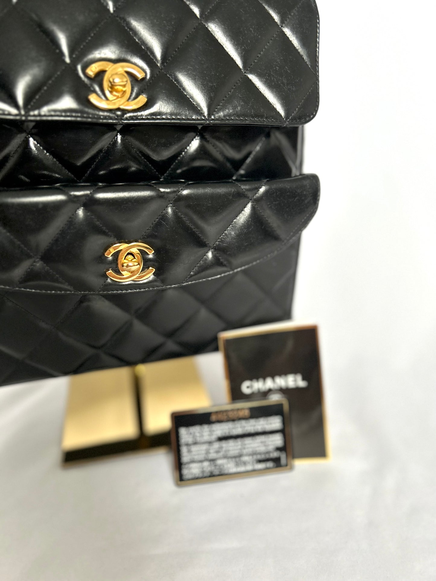 Chanel Double Turnlock Patent Leather Shoulder Bag