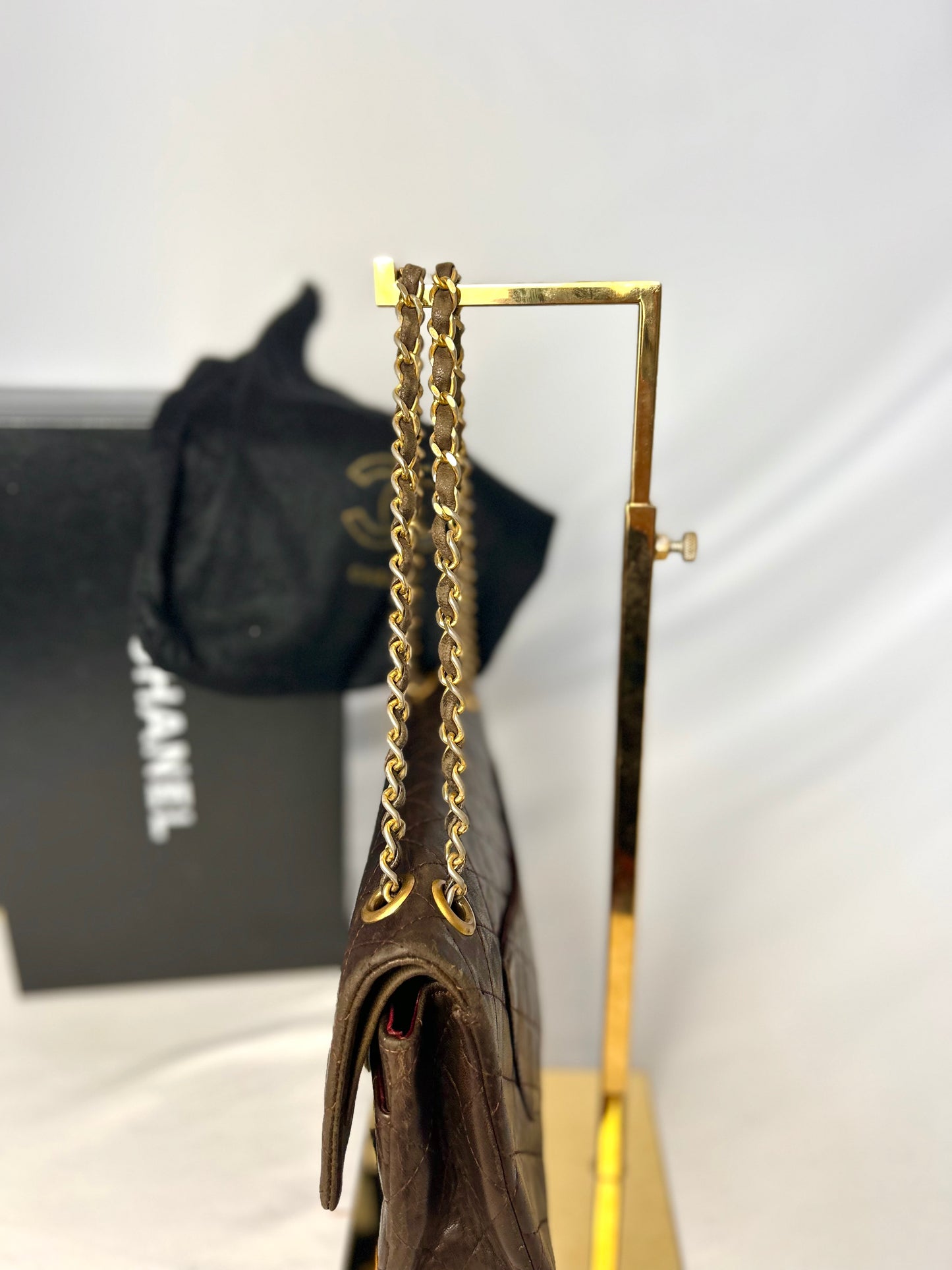 Chocolate Brown Chanel 1980s Vintage Medium Lambskin Classic Flap & Chanel Sneakers