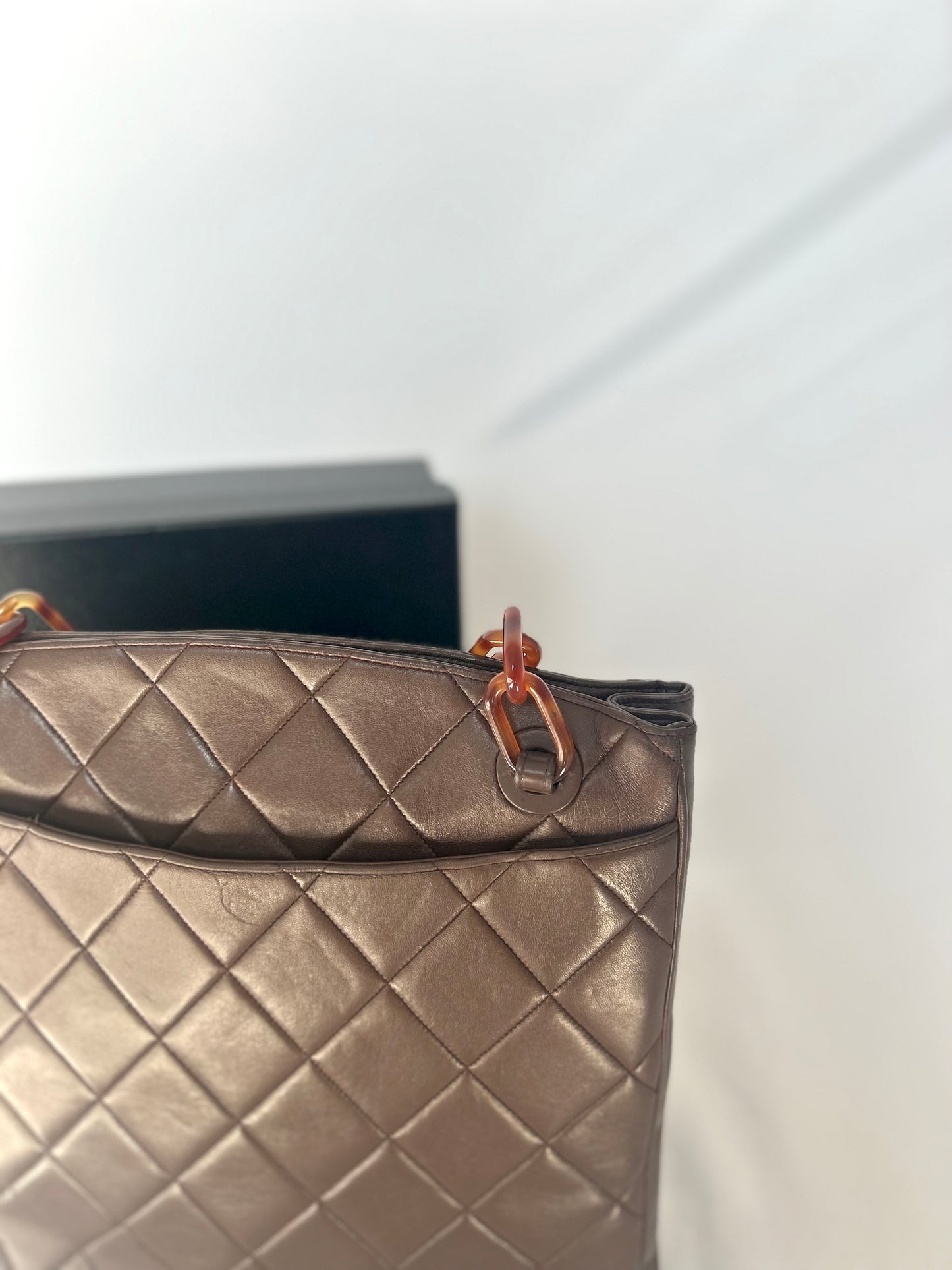 (Copy) 1986 Chanel Lambskin Tortoiseshell Chain Tote