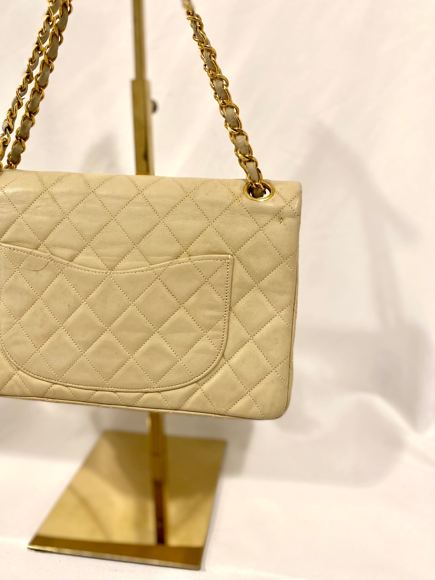 Chanel Beige Lambskin Classic Flap