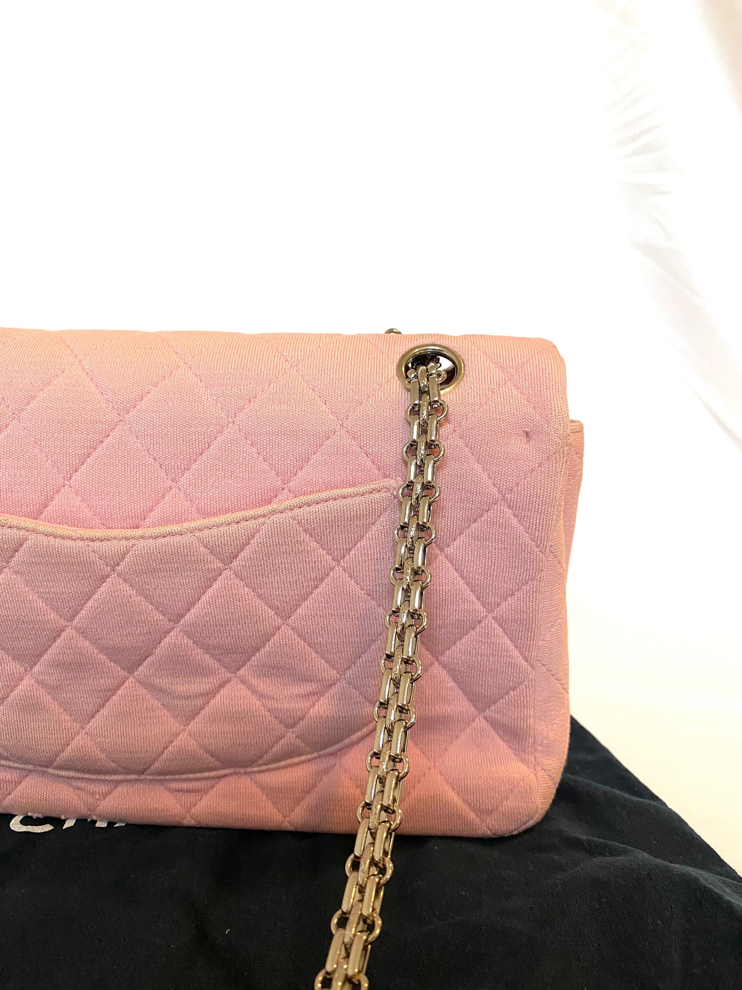 Pink Chanel Jersey Classic Flap