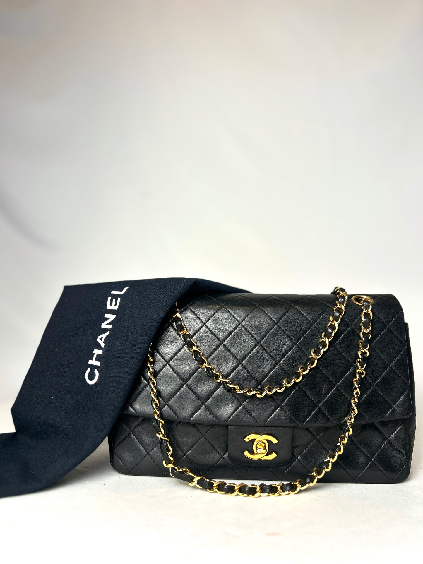 Authentic 1990s Chanel Single Lambskin Flap Bag