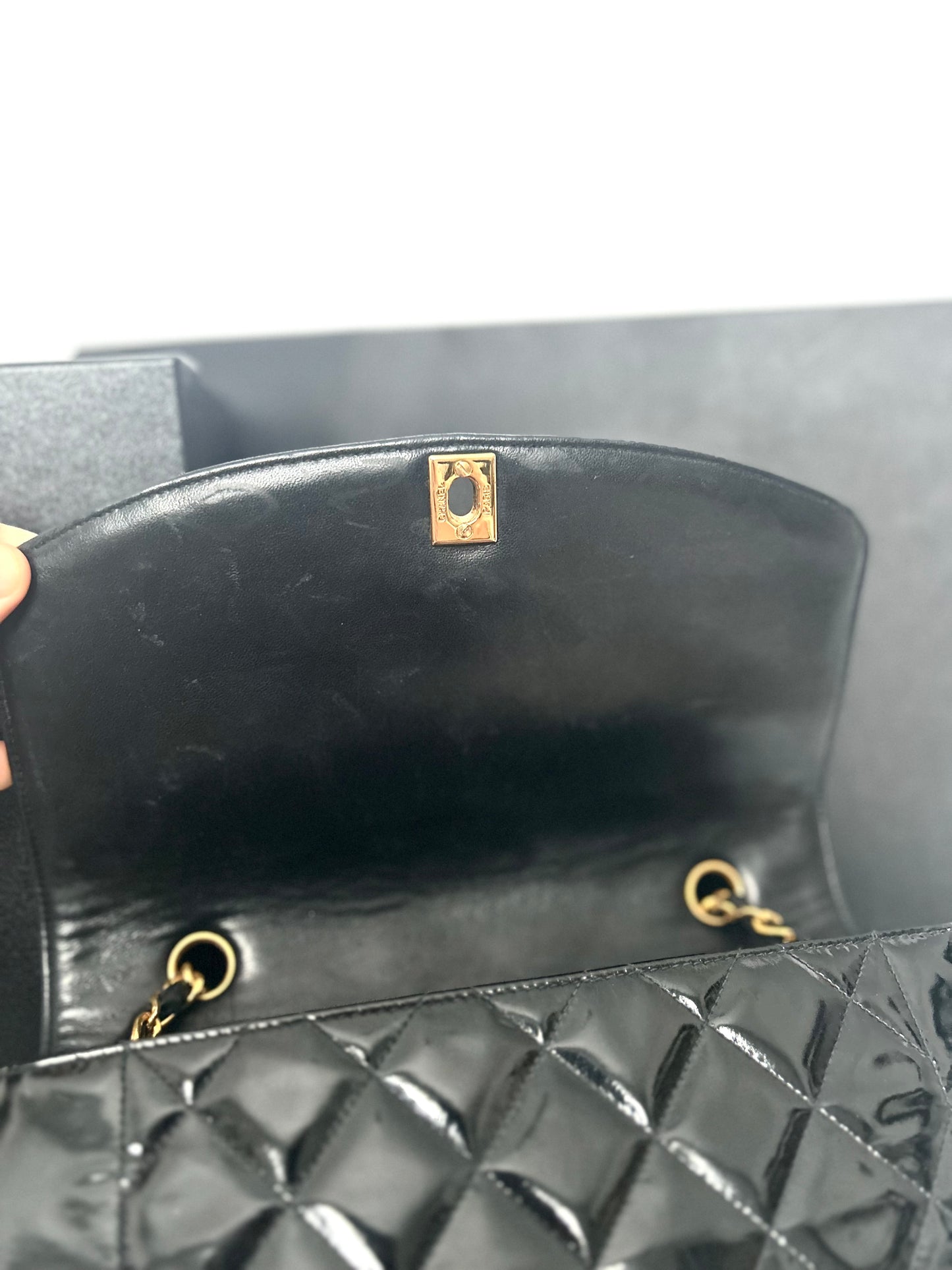 Authentic Chanel Patent Leather Diana Flap Bag