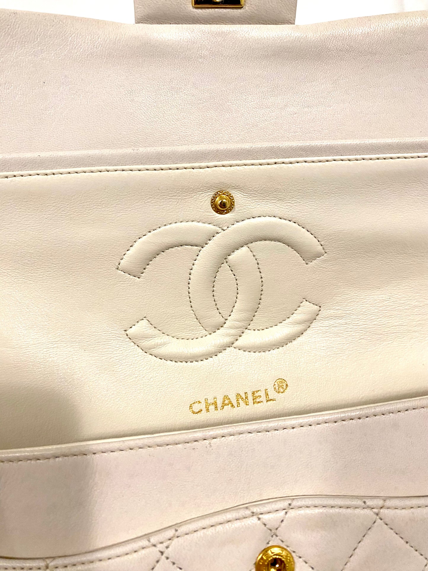 White Chanel Classic Flap Medium