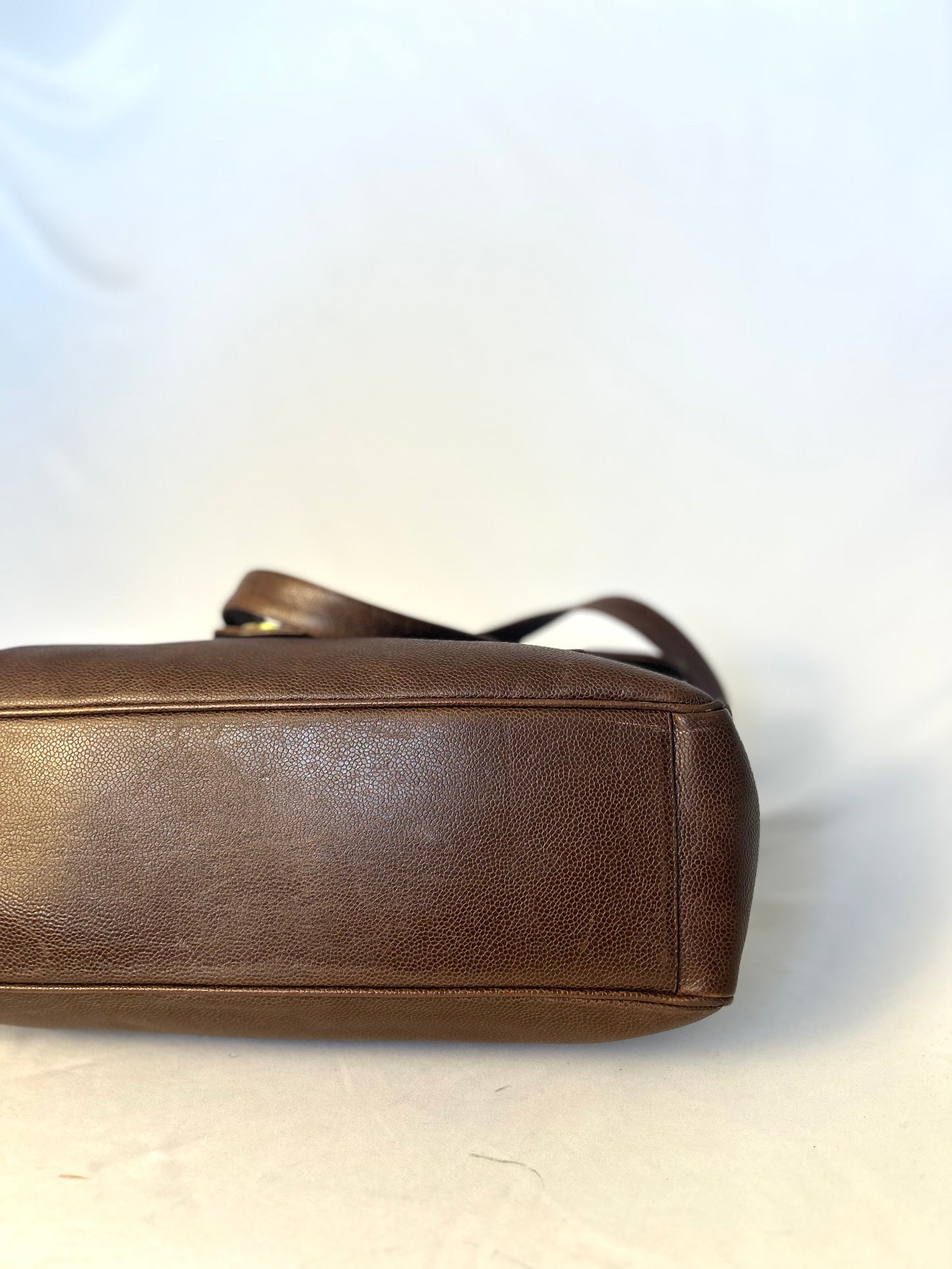 Authentic Chanel Vintage Caviar Supermodel XL Brown Flap Bag