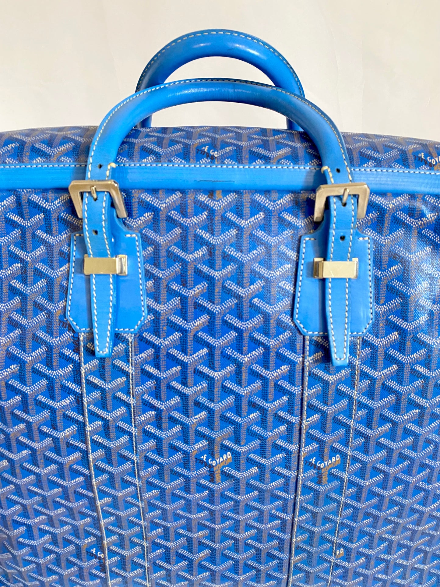 Goyard Blue Majordome Luggage Bag