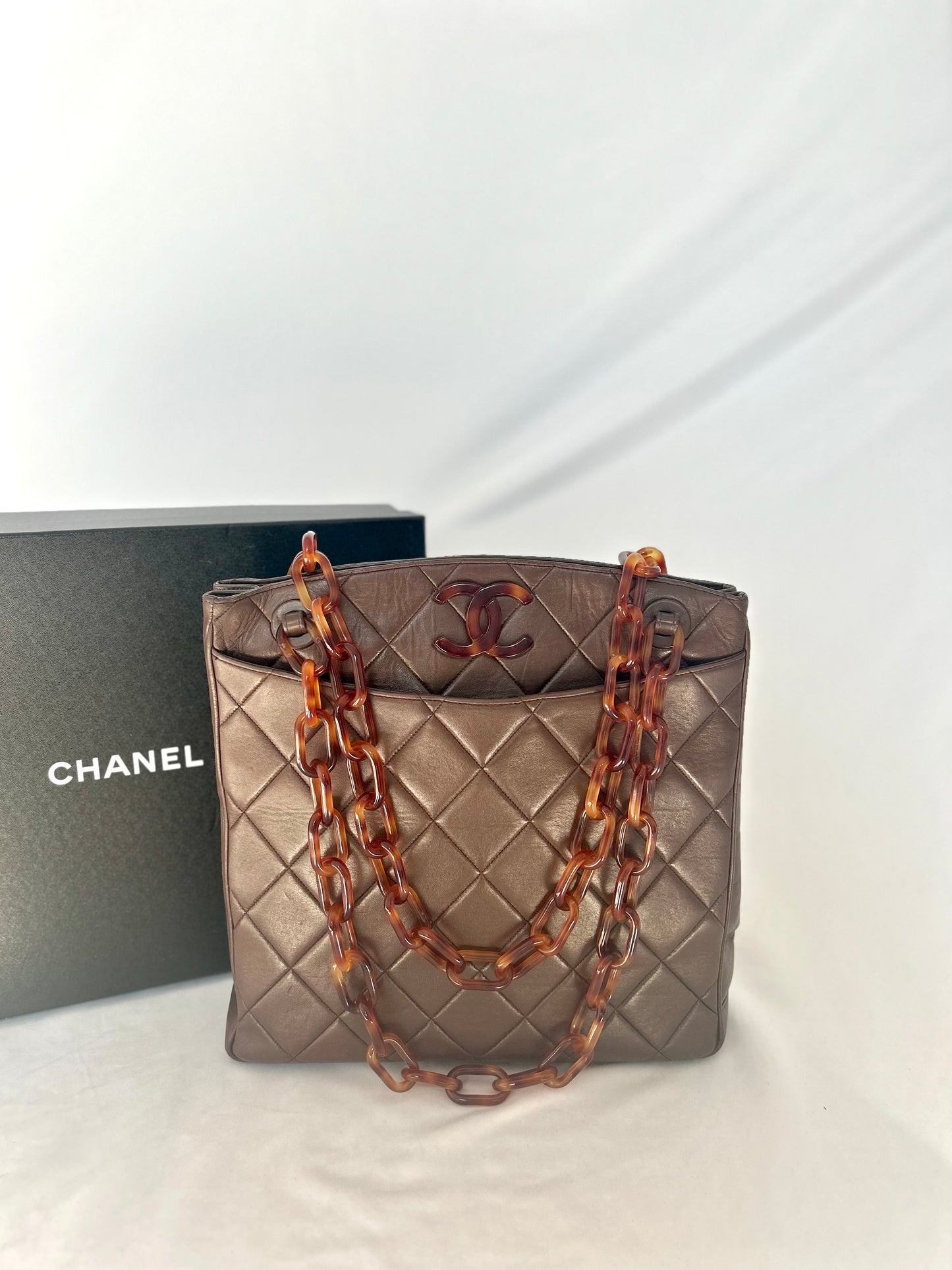 (Copy) 1986 Chanel Lambskin Tortoiseshell Chain Tote