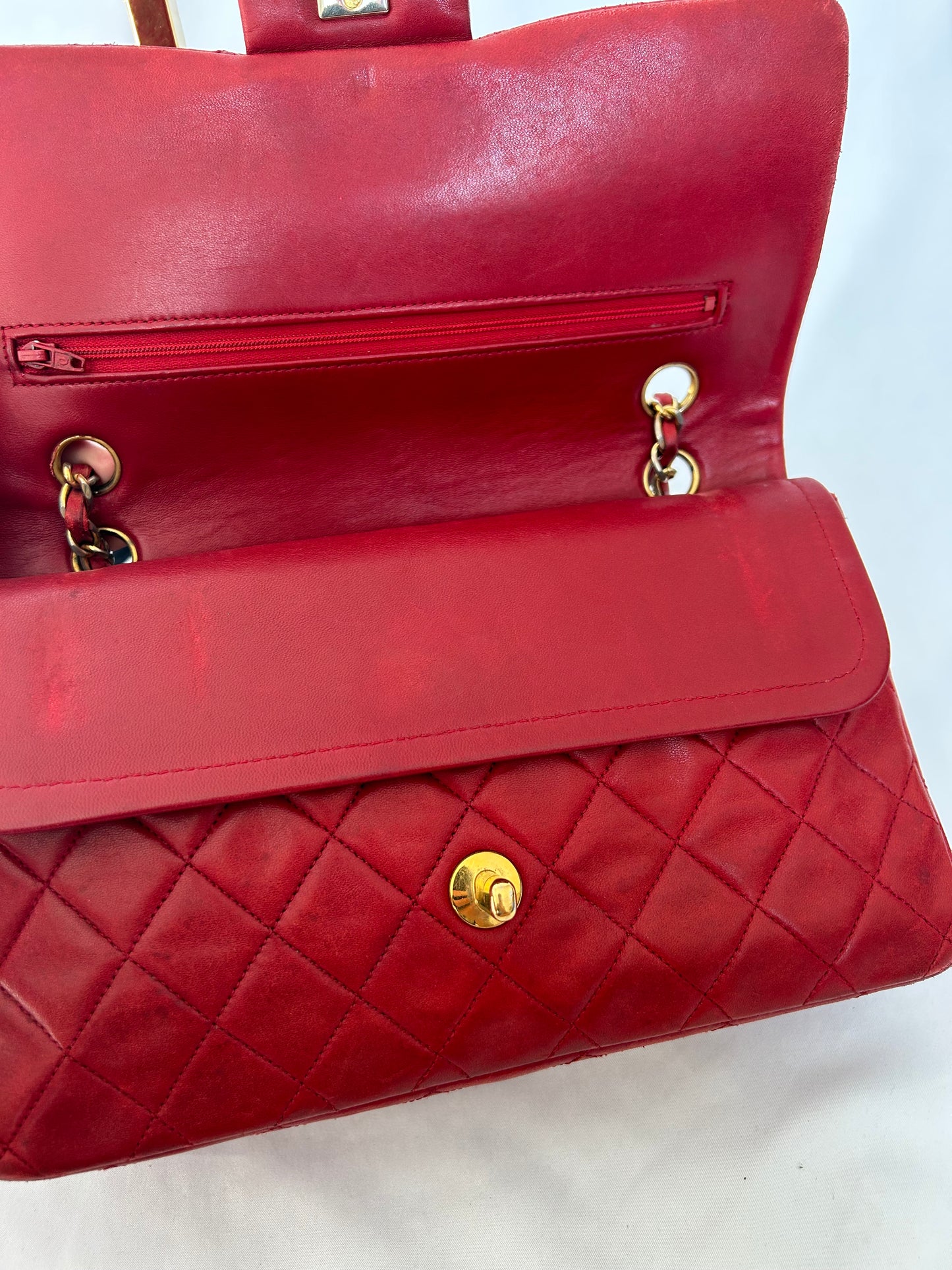 Red Chanel Vintage Lambskin Medium Classic Flap Bag
