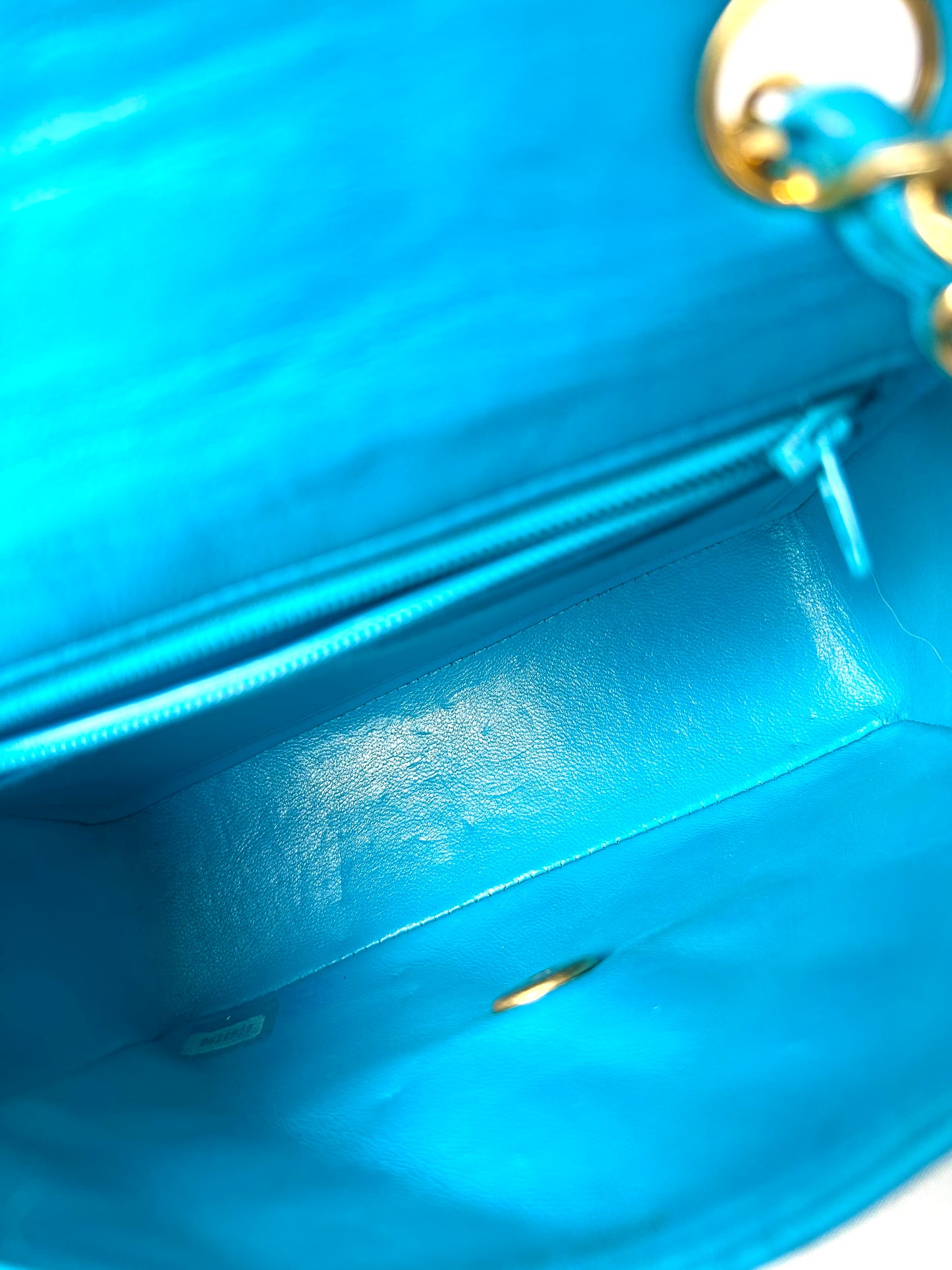 Chanel Aqua Blue Lambskin Mini Square