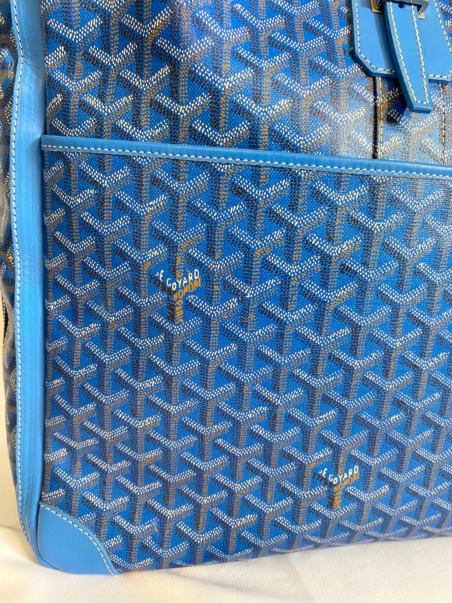 Goyard Blue Majordome Luggage Bag